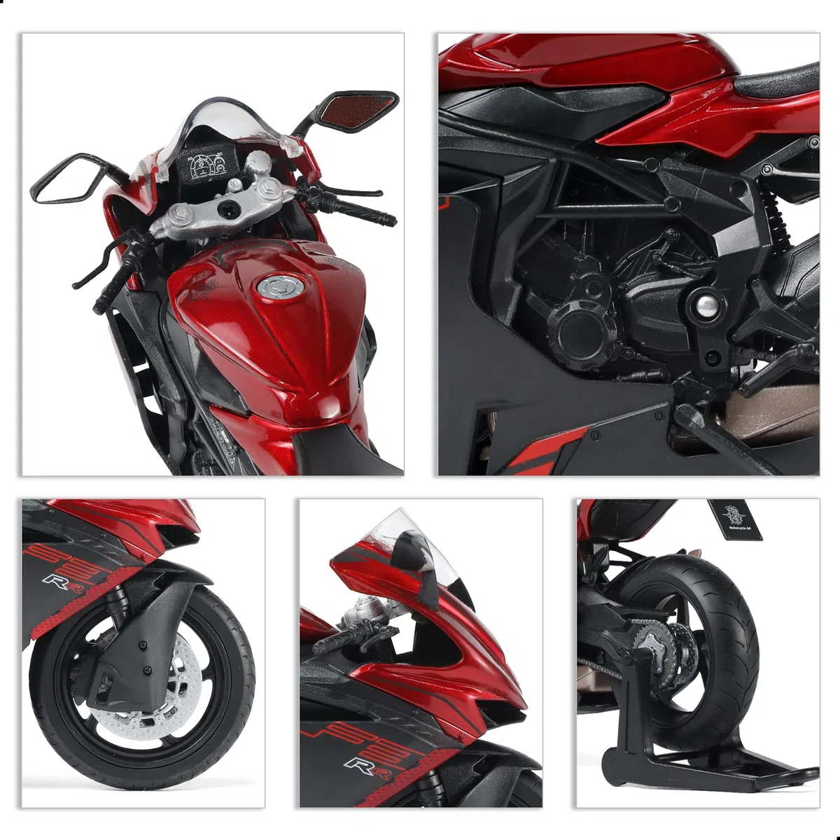 1/12 moto giocattolo giocattolo compatibile per MV Agusta F3 RR in lega pressofusione modello nessun assemblaggio richiesto mini-racing moto collezione adulto (rosso)