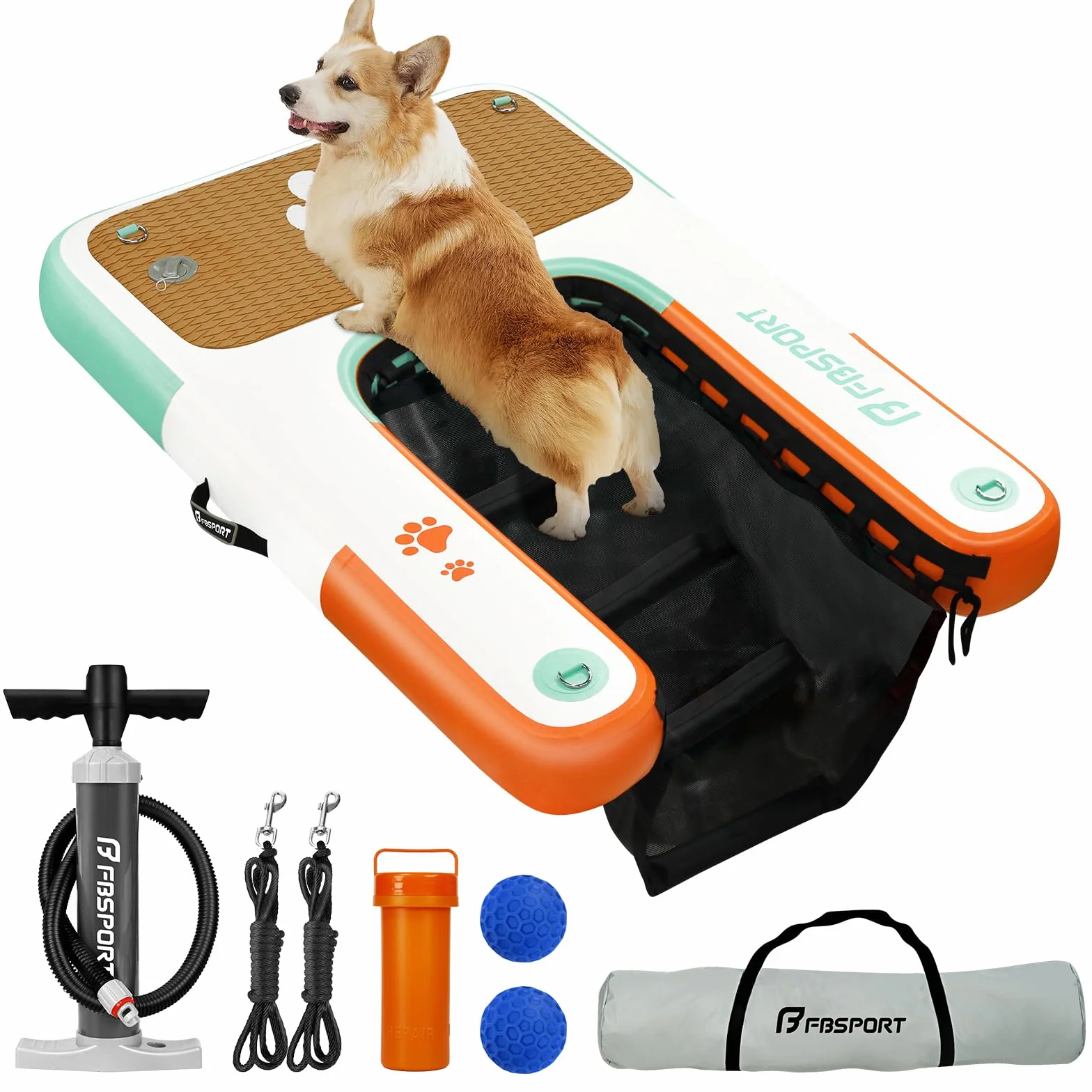 Rampa Gonfiabile per Cani per Accesso all'Acqua, Scala Galleggiante Antiscivolo in EVA per Piscine, Barche e Laghi, Supporta Cani fino a 100 kg