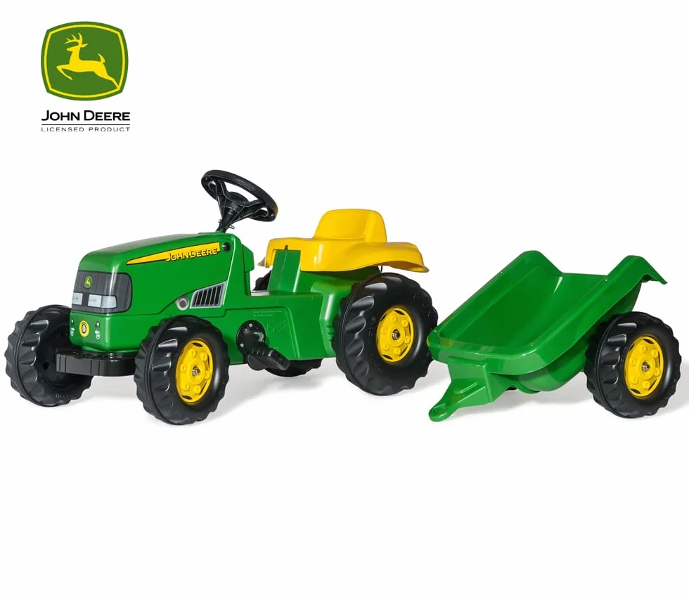 Rolly Toys 012190 rollyKid John Deere z przyczepą, zielony, 134x52x47 cm