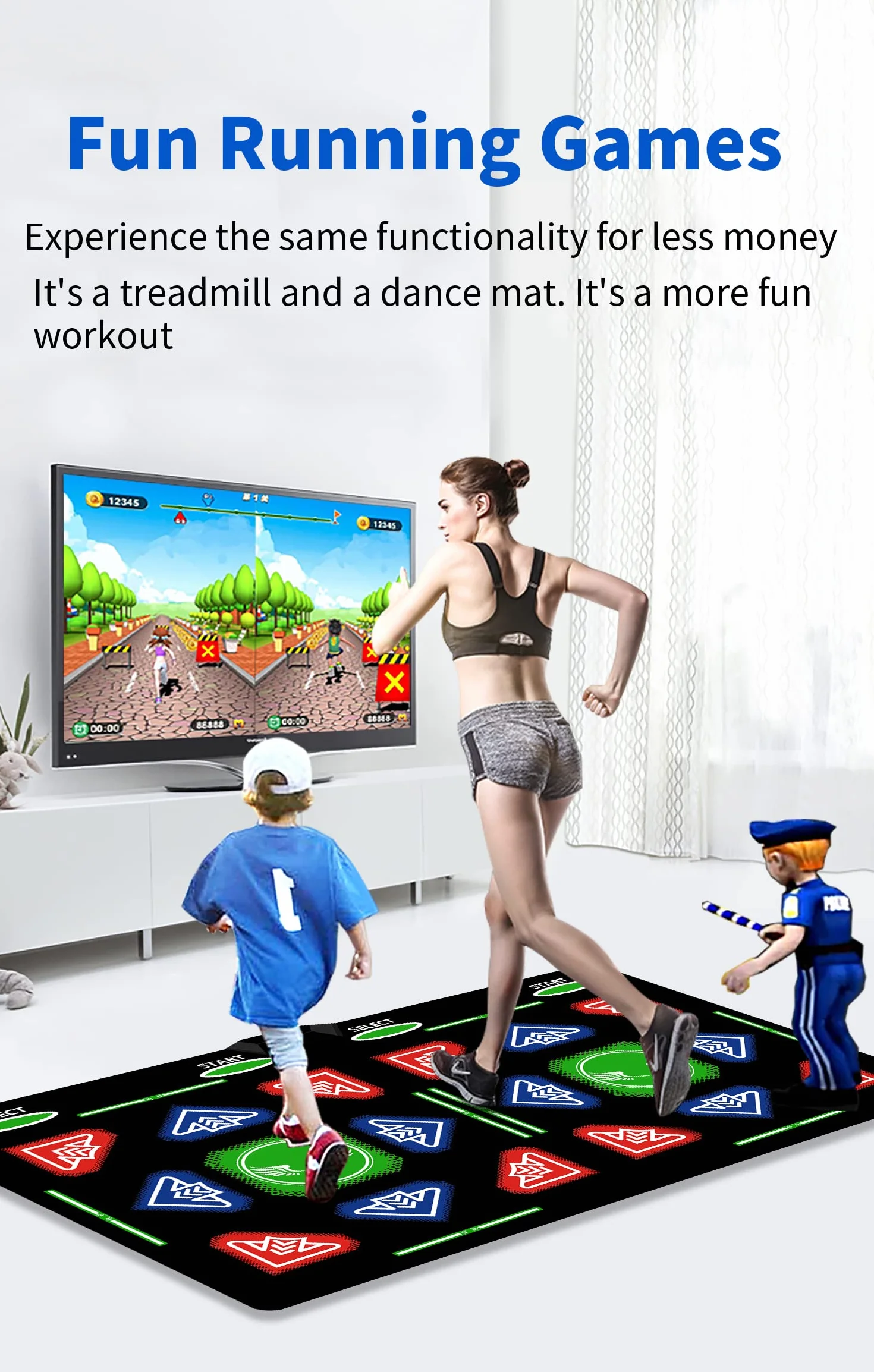 Tappetino da Ballo HDMI per Bambini e Adulti, 64 GB, con 1000 Giochi, 885 Canzoni e 81 MTV, Morbido Tappetino Fitness in Flanella per Yoga, Corsa, Aerobica, Sport e Puzzle, Perfetto Compleanno
