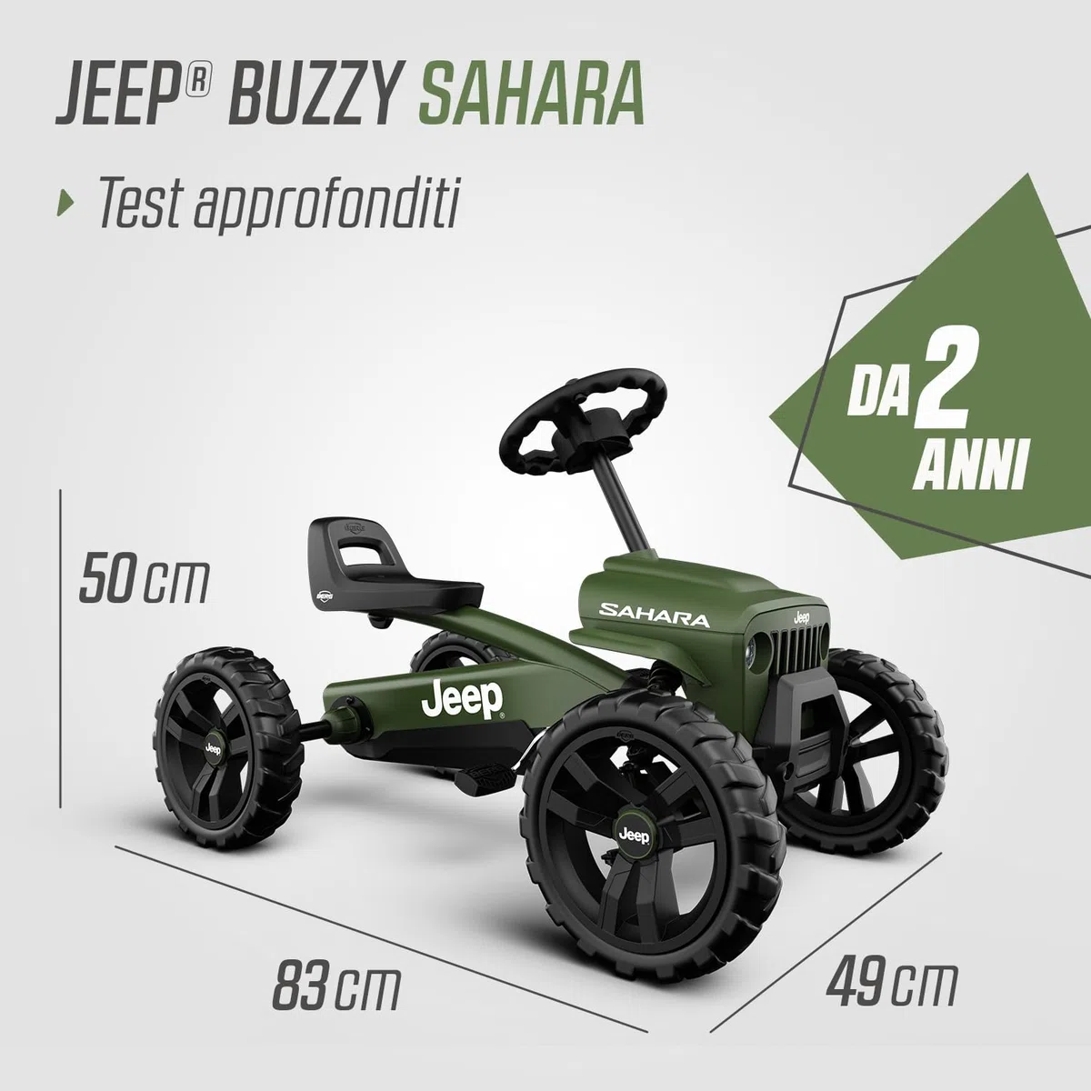 Berg Pedale-Gokart Buzzy Jeep Sahara dla Dzieci 2-5 lat, Zielony
