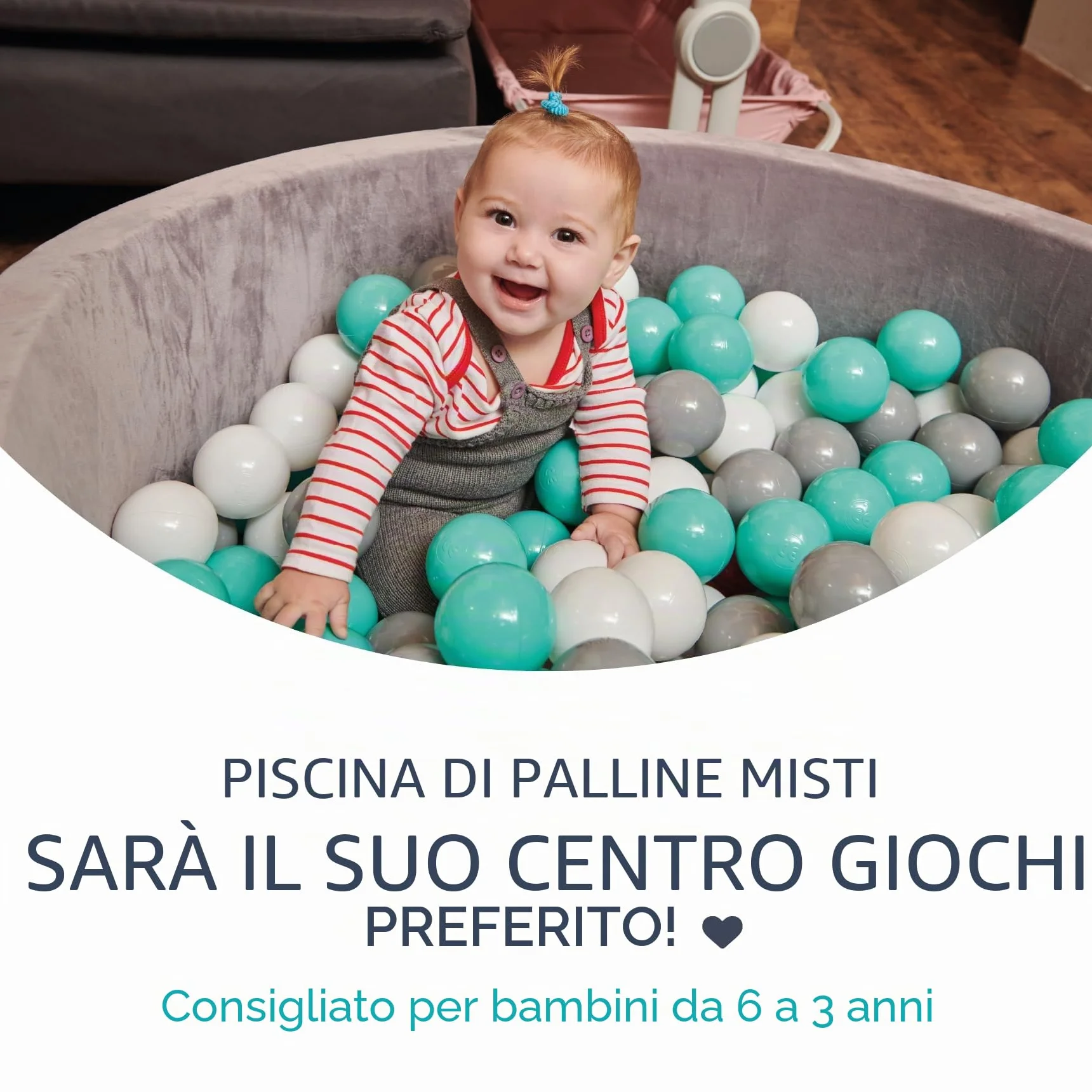 MS BabyWorld – Piscina di Palline Morbida +100 Palline | Piscina con Palline Morbida e Sicura | Parco Giochi Sensoriale per Neonati | Confortevole | Uso Interno