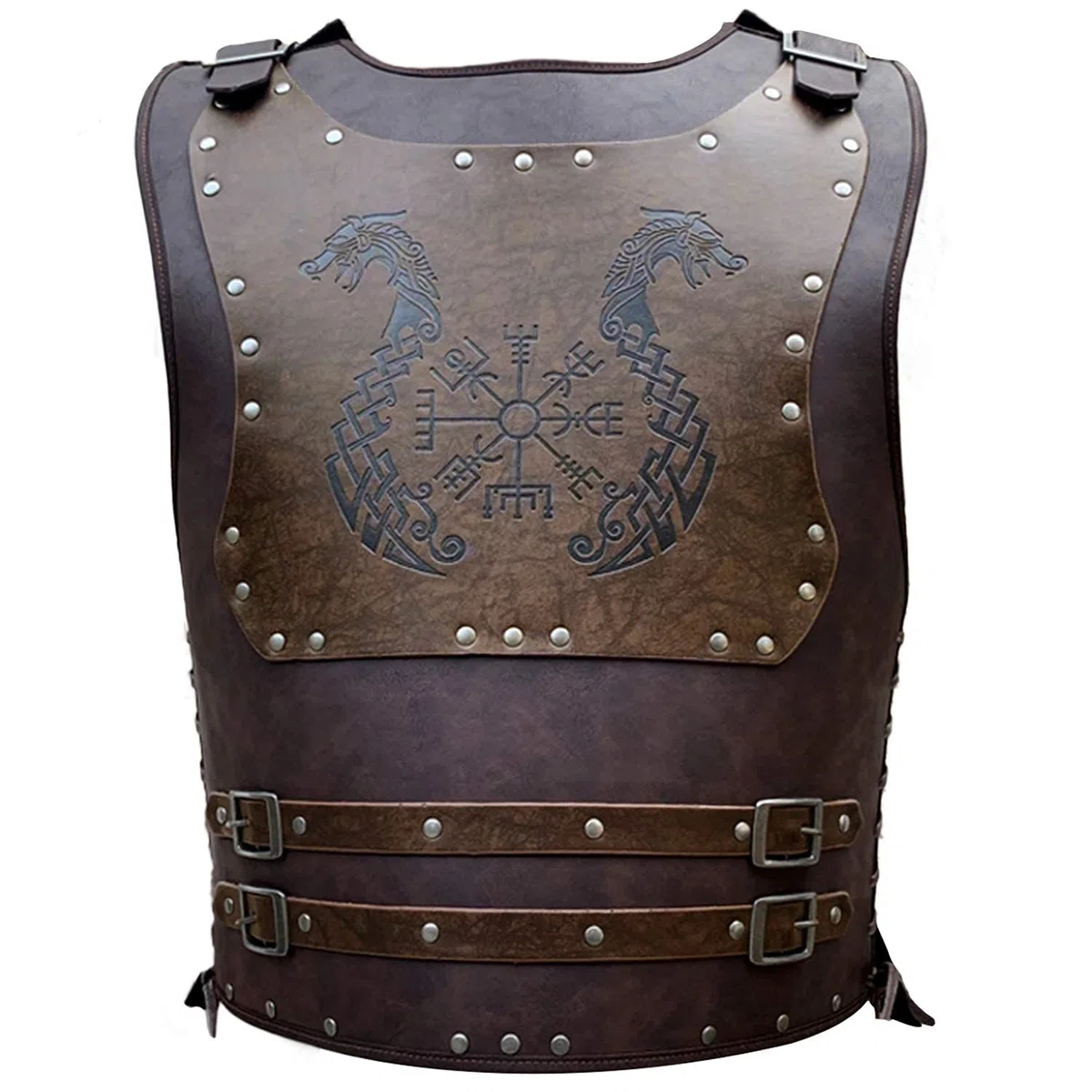 HiiFeuer - Armatura da Petto in Pelle PU, Stile Guerriero Vichingo, Armatura in Pelle Medievale Per Attività di Cosplay e di Carnevale