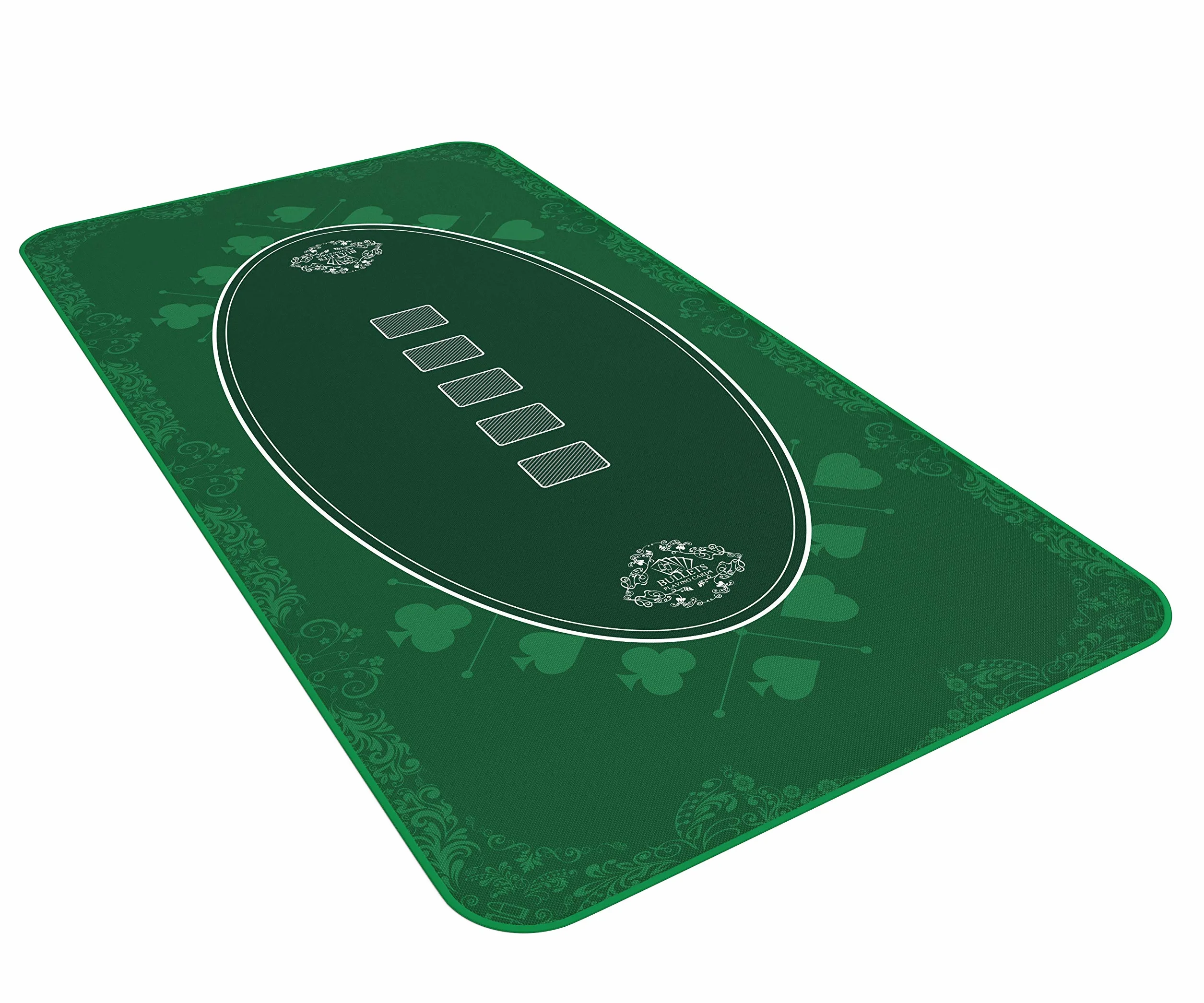 Bullets Playing Cards Tappetino da Poker di Design Verde 160 x 80cm, per Il Proprio Tavolo da Poker, Telo da Poker Deluxe, Tappeto da Poker, Tampone da Tavolo da Poker