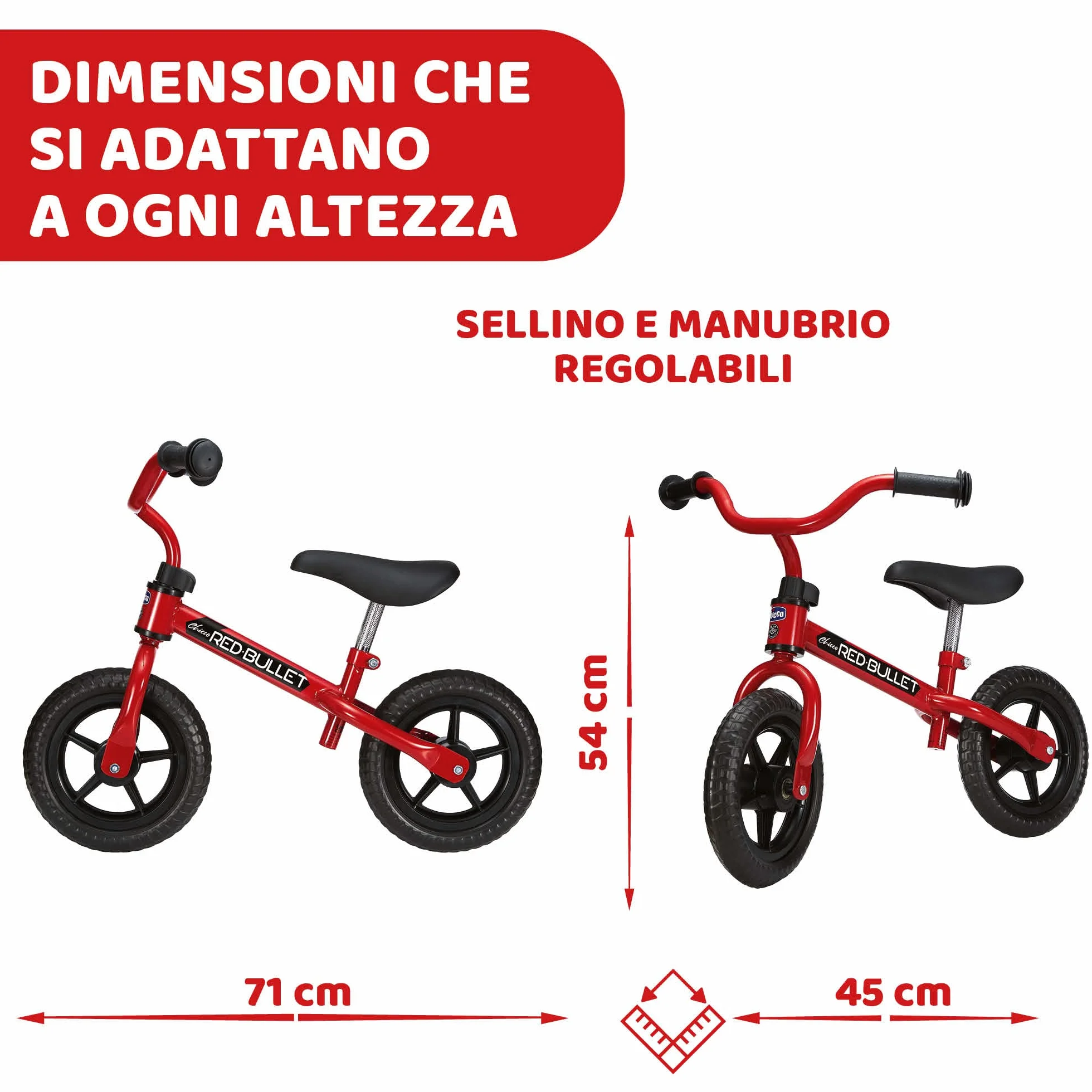 Chicco Bicicletta Bambini Senza Pedali 2-5 Anni, Bici Senza Pedali Balance Bike per l'Equilibrio, bici senza pedali 2 anni, con Manubrio e Sellino Regolabili, Max 25 Kg, Giochi Bambini 2-5 Anni