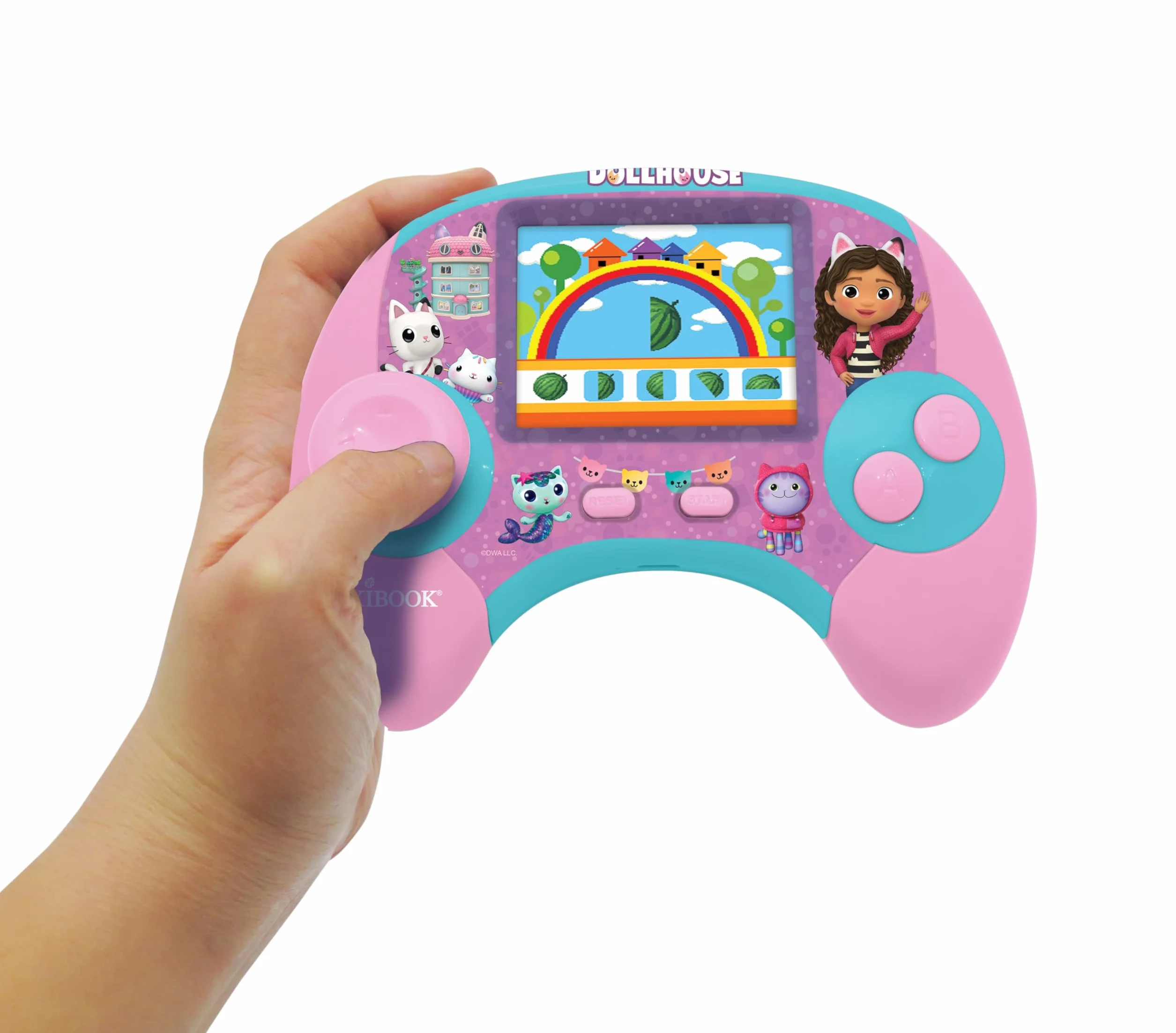 Lexibook, Gabby e Casa Magica, Power Console, Console di gioco educativo bilingue francese/inglese con 100 attività, schermo a colori, JCG100GDHi1, Rosa/Blu