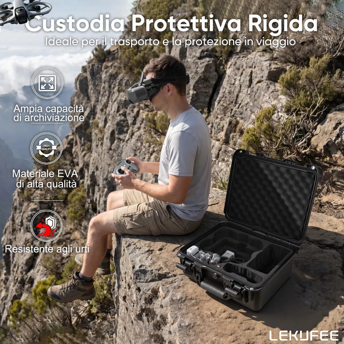 LEKUFEE Valigia rigida impermeabile per drone DJI Avata 360 Combo Motion Fly More, batterie (5 pezzi), Goggles N3/3, RC Motion 3, DJI RC 2/RC N3/N2, controller FPV 3 e accessori (solo custodia)