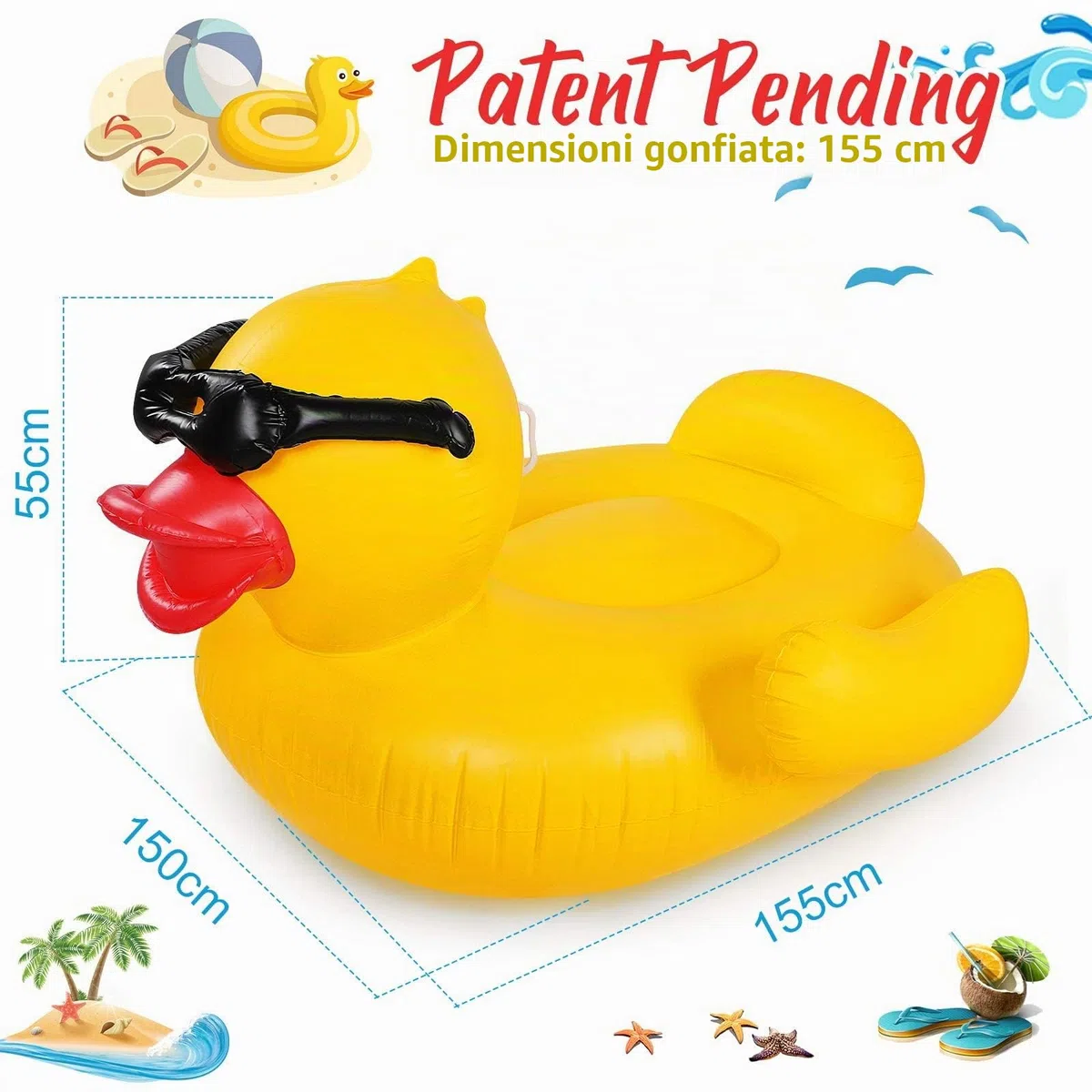 Float Joy Enorme Gonfiabile Giallo Anatra Piscina Float Estate Pool Party Essentials