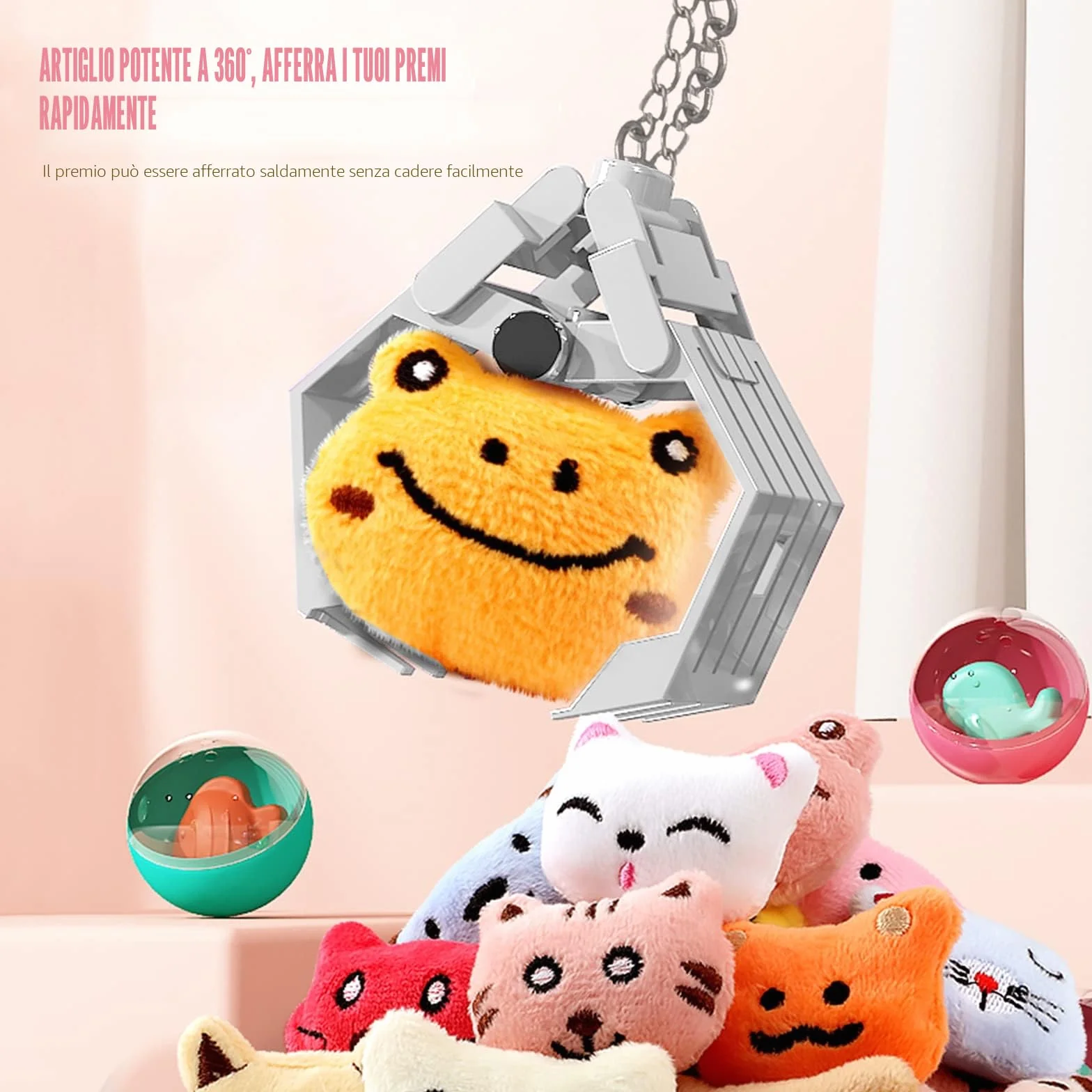 Macchina ad Artiglio per Bambini Caramelle Machine con 10 Bambole 24 Valuta di Gioco Mini Macchina per Artigli Grabber per Ragazzi e Ragazze