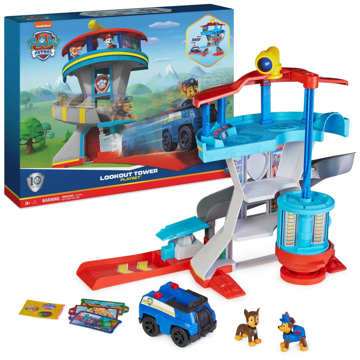 Paw Patrol, Quartier Generale, con Lanciatore per Veicoli, 2 Personaggi, Veicolo della Polizia di Chase e Accessori, Giocattolo per Bambini e Bambine, 3+ Anni