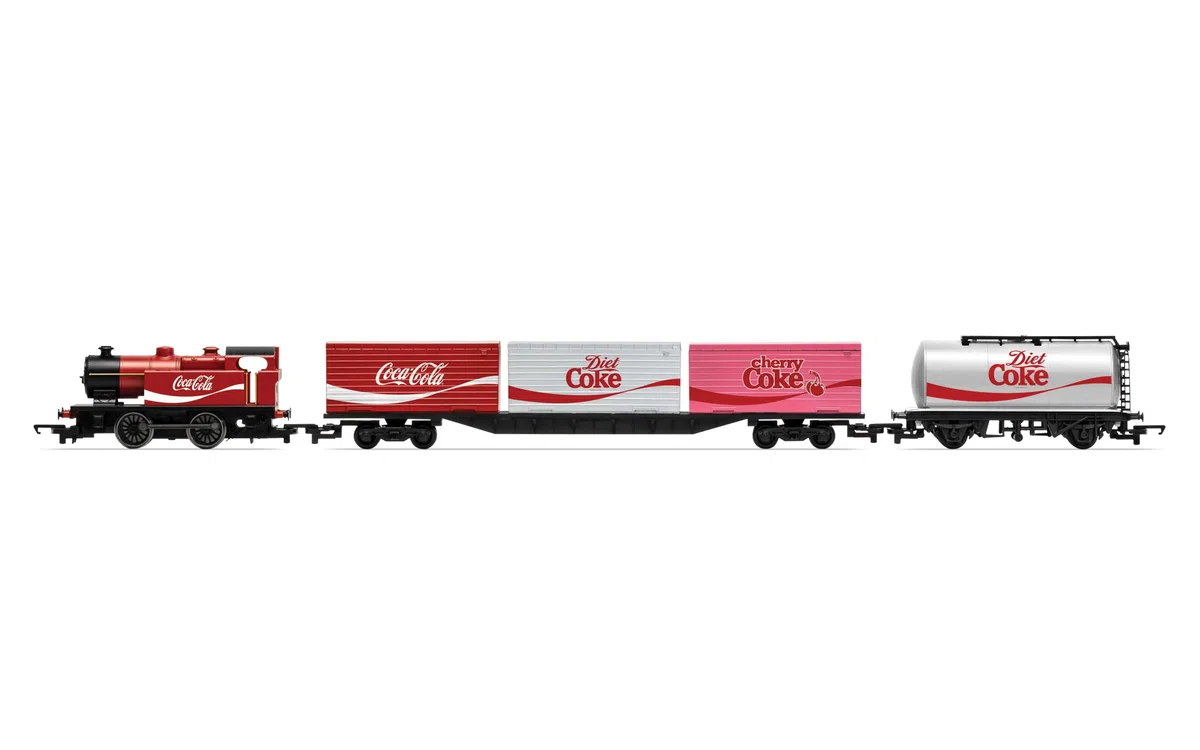 Hornby Hobbies The Coca-Cola Summertime OO Modello Elettrico Treno Set HO Track con Telecomando & Alimentatore US R1276T, Rosso
