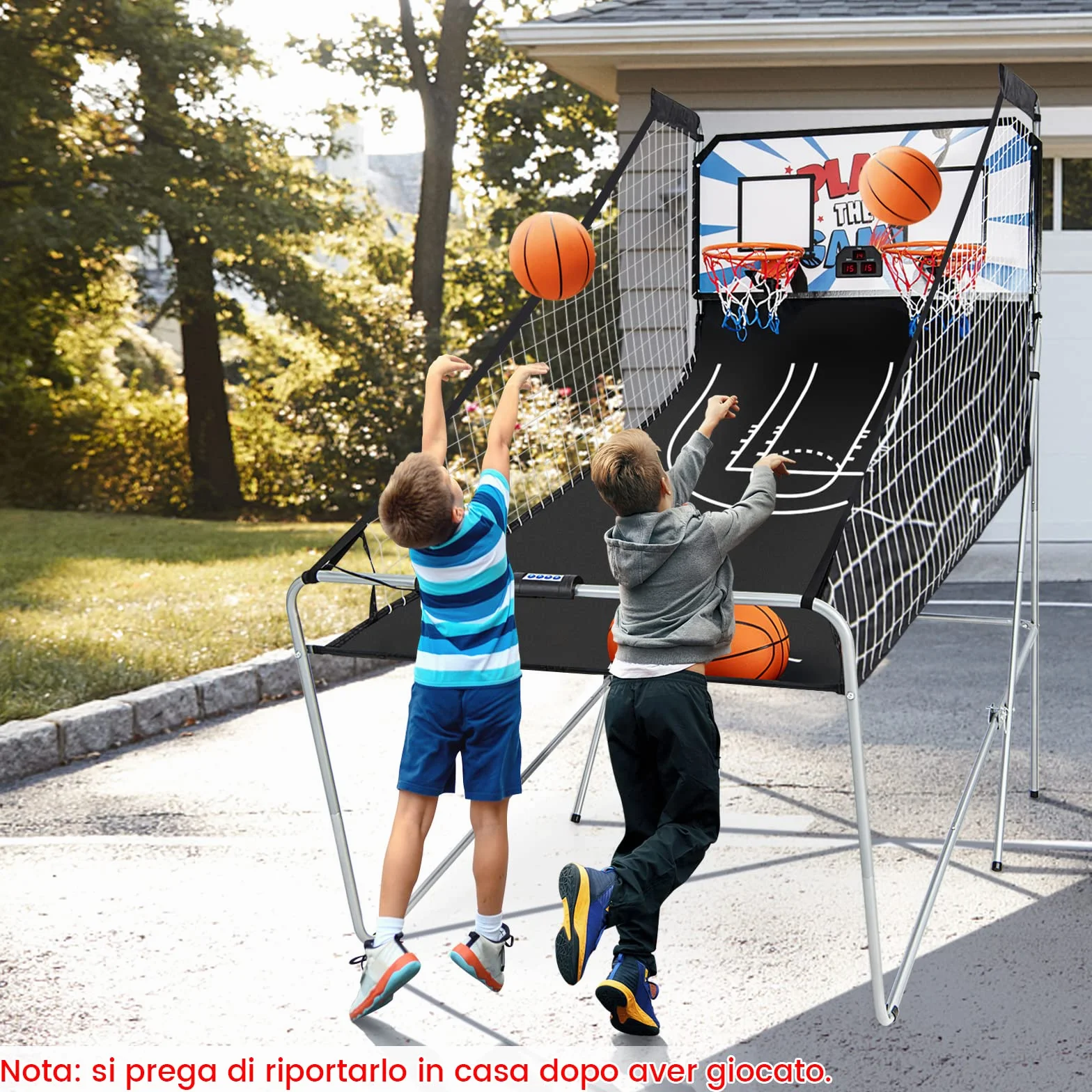 COSTWAY Macchina da Pallacanestro Elettronica, Canestro Basket da Camera a Doppio Tiro Pieghevole con Punteggio Elettronico, 4 Palle, 8 Modalità di Gioco e 2 Canestri (Bianco)