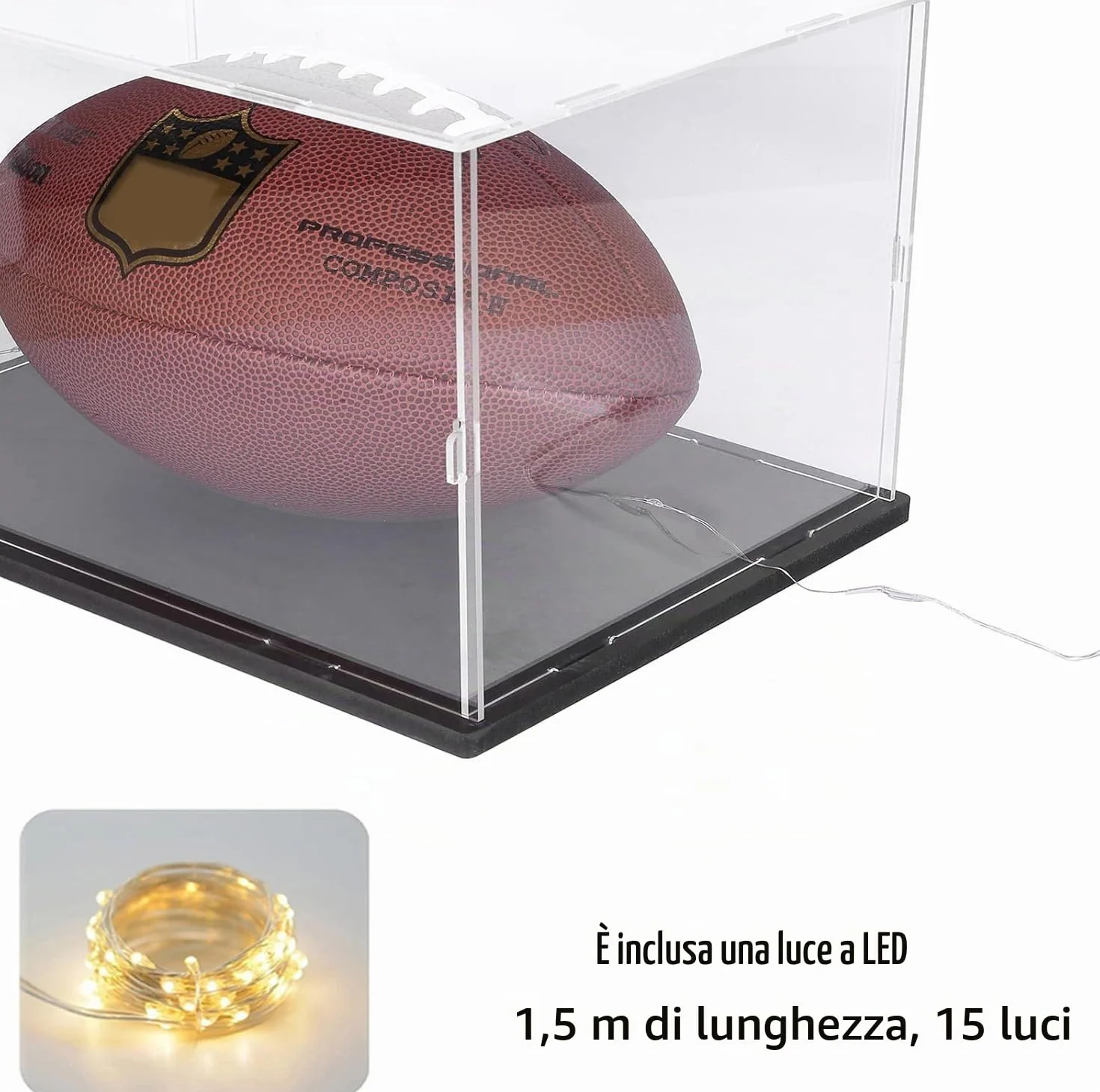Vetrina Espositiva Teca Plexiglass Acrilico 3MM per Lego Trofeo Coppa Mondo FIFA 43020 Elmo Sauron 11373 75398 C3PO 21349 21376 Gatto 10358 77072 76463 76467, Trasparente Nero Interno 25x25x40cm