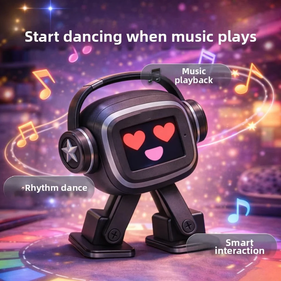 Chatbot AI per COMPANION Robot con interazione emotiva, intrattenimento canto e ballo, controllo vocale, espressione (nero)