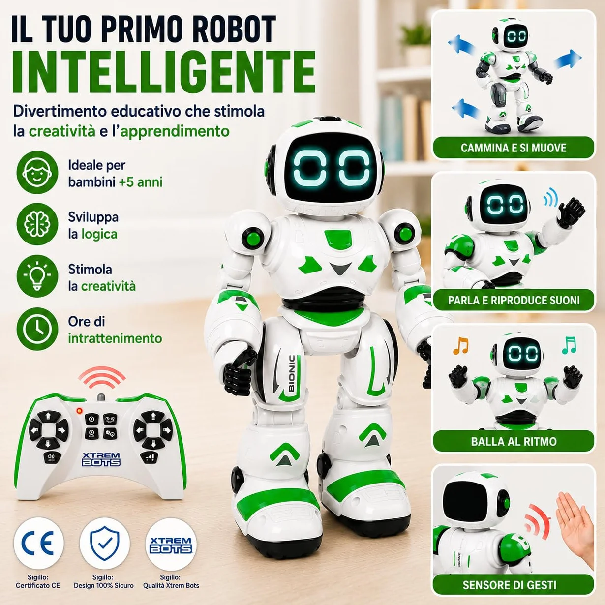 Xtrem Bots - Bionic | Robot Giocattolo | Robot Bambini | Telecomandato E Programmabile | Giochi Bambini 5 Anni O Più | Regalo Bambino 5 Anni