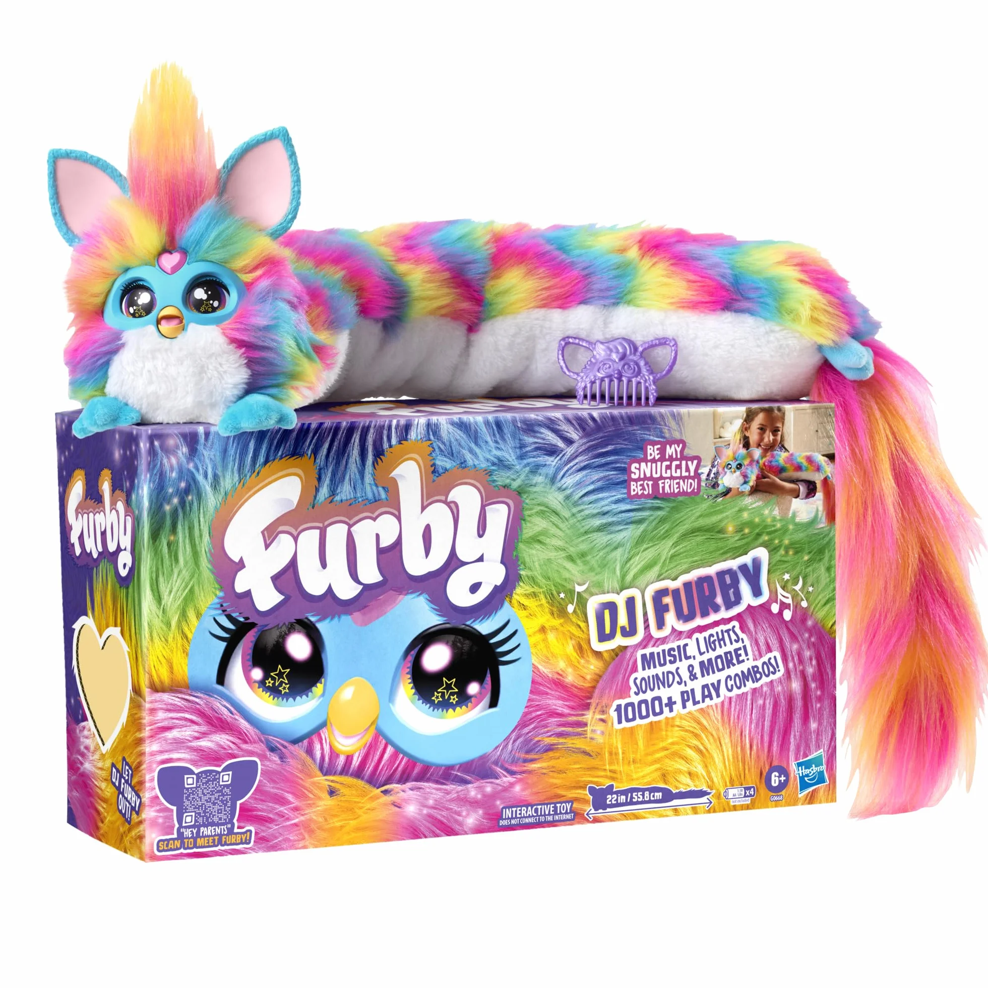 Peluche interattivo DJ Furby, musica e luci, 5 modalità, oltre 1.000 combo, parla inglese e furbish, 6+