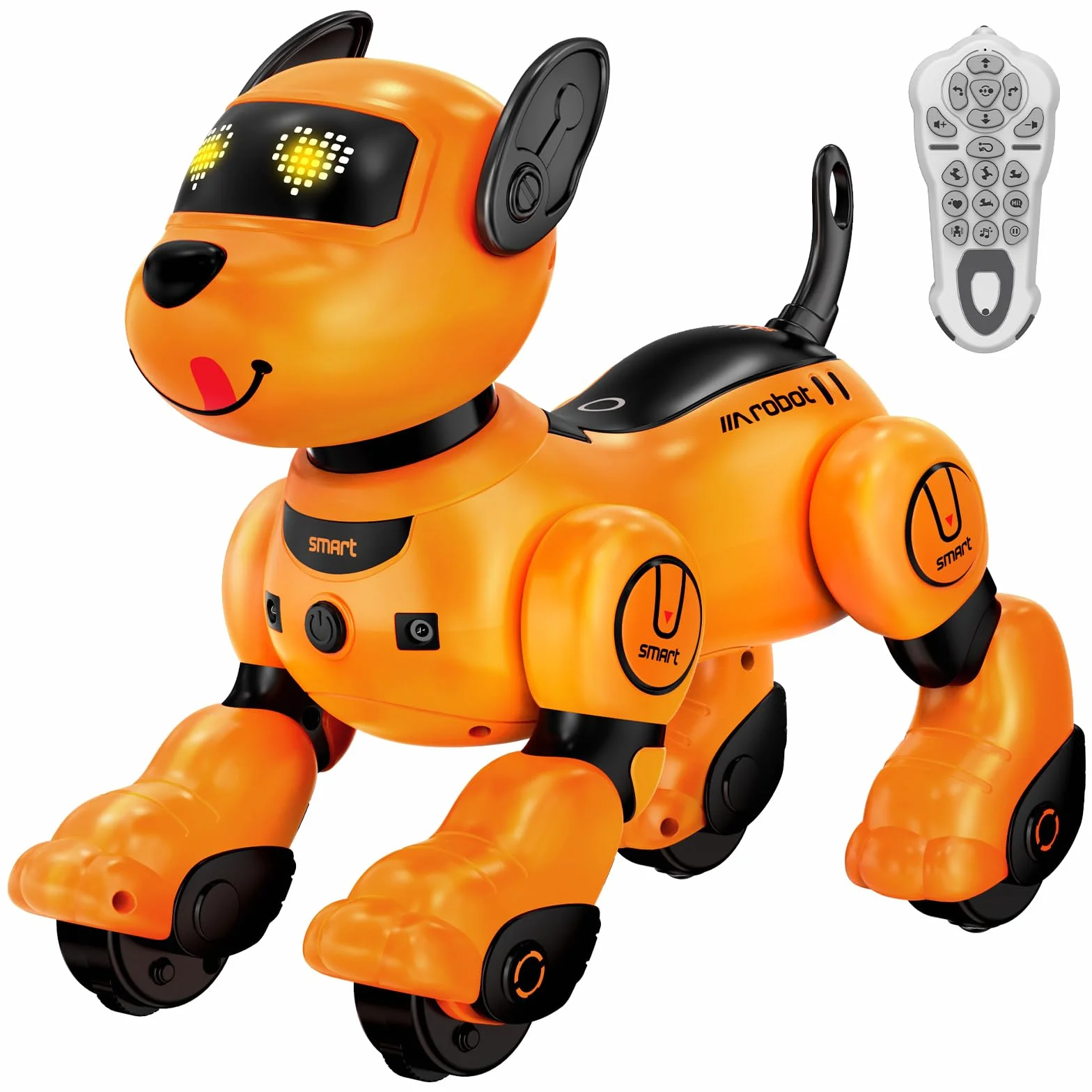 anysun Cane Robot, Giocattolo Cane Robot Ricaricabile, Giocattolo Programmabile con Funzione di Seguito, Comandi Vocali, Telecomando e Sensori Tattili, Regalo di Natale Ideale per Bambini (Giallo)