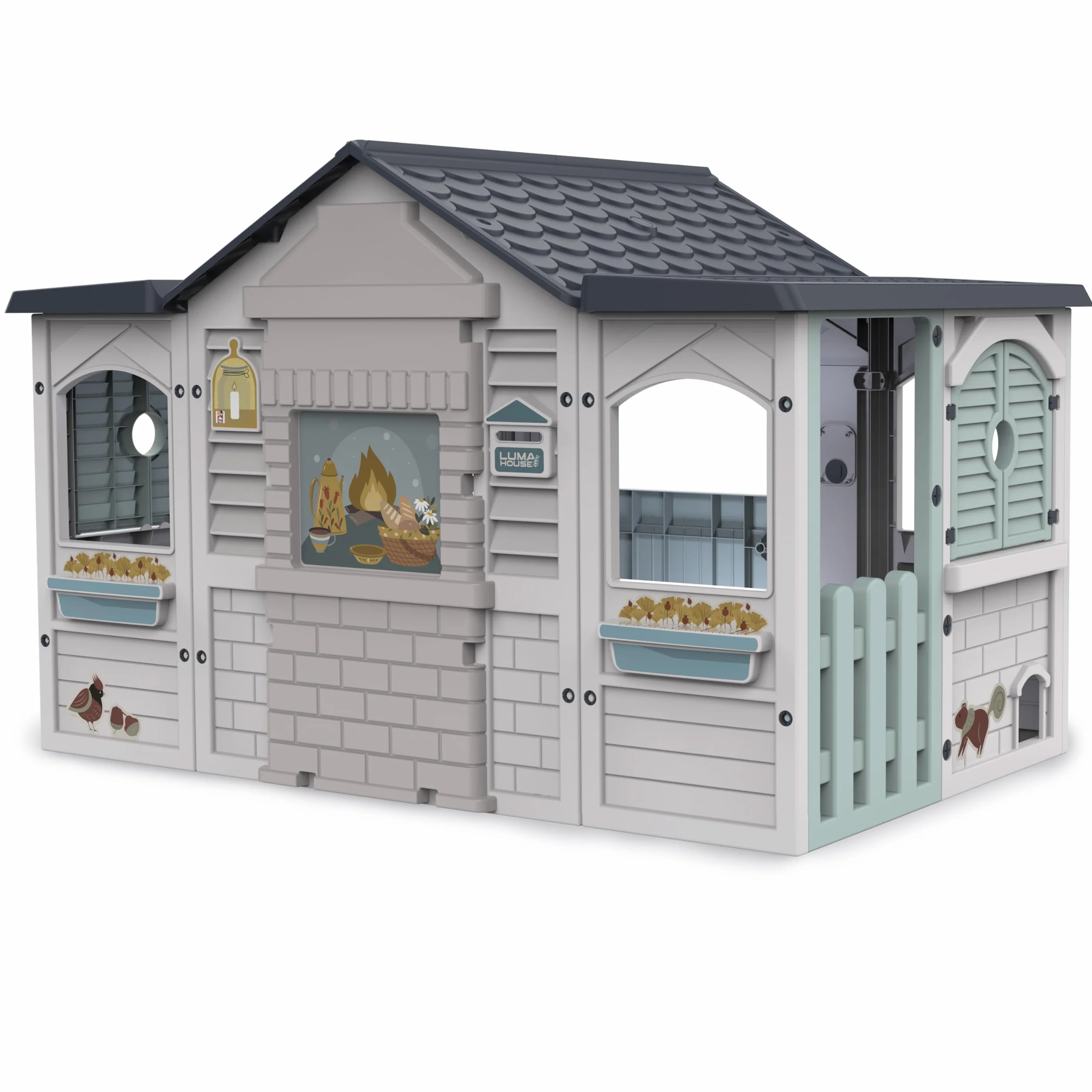 Luma House Grande Casetta per Bambini Interattiva con Luce e Suoni Finestre Apribili Gattaiola Inclusa 2 Anni