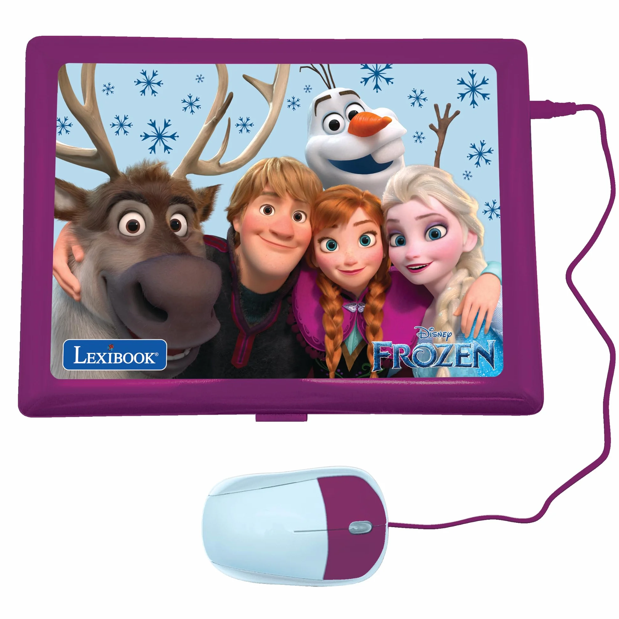 Lexibook, Frozen, Laptop bilingue ed educativo Spagnolo/Inglese, Giocattolo per Bambini, 170 attività da Imparare, Giocare e Musica, Schermo Grande, Viola/Blu, JC599FZi2