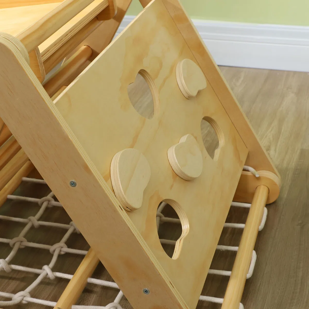 AIYAPLAY Montessori 7 in 1 Struttura da Arrampicata per Interni in Legno con Arco e Scivolo