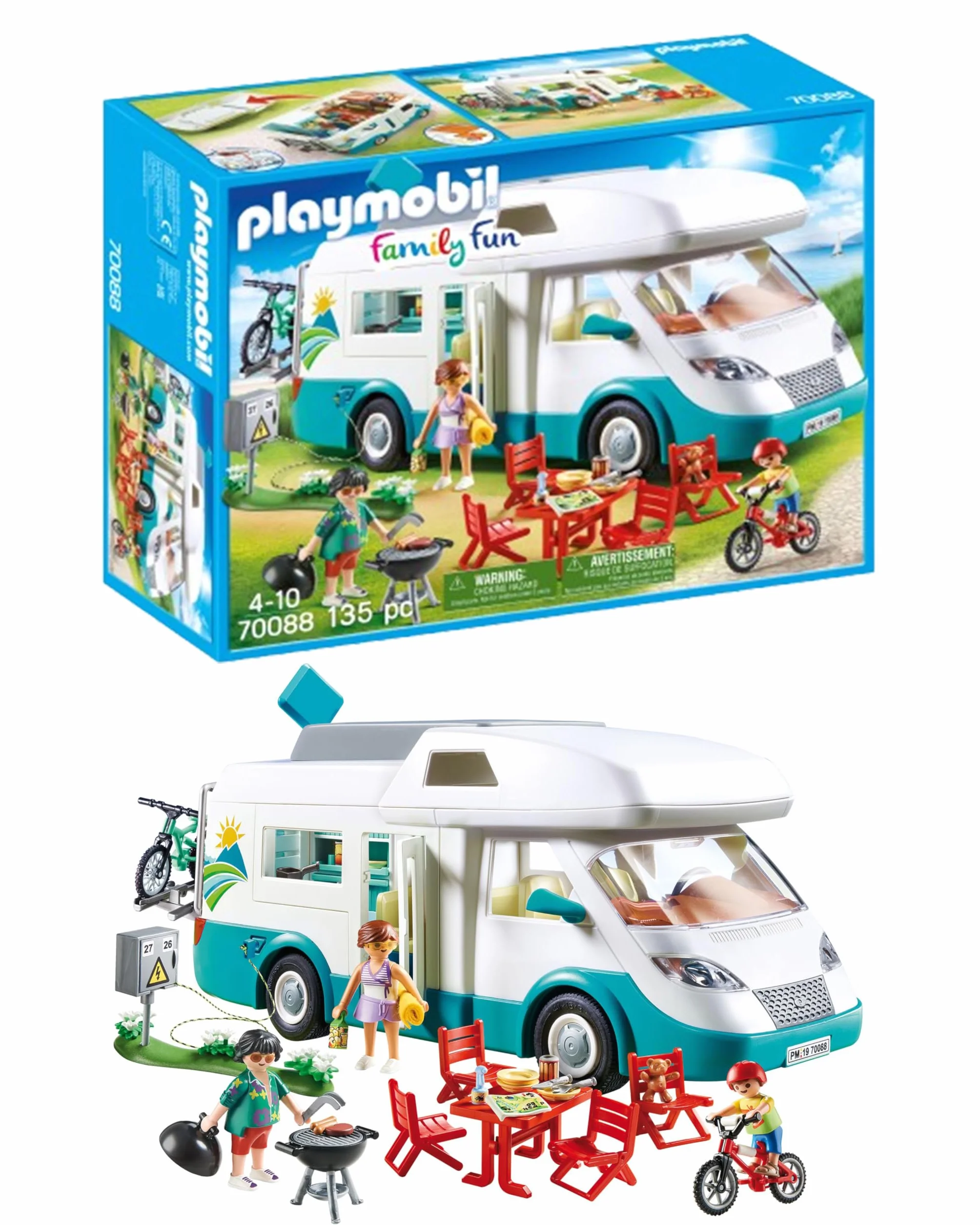 PLAYMOBIL Family Fun- Camper con Famiglia in Vacanza, dai 4 Anni, 70088, Multicolore