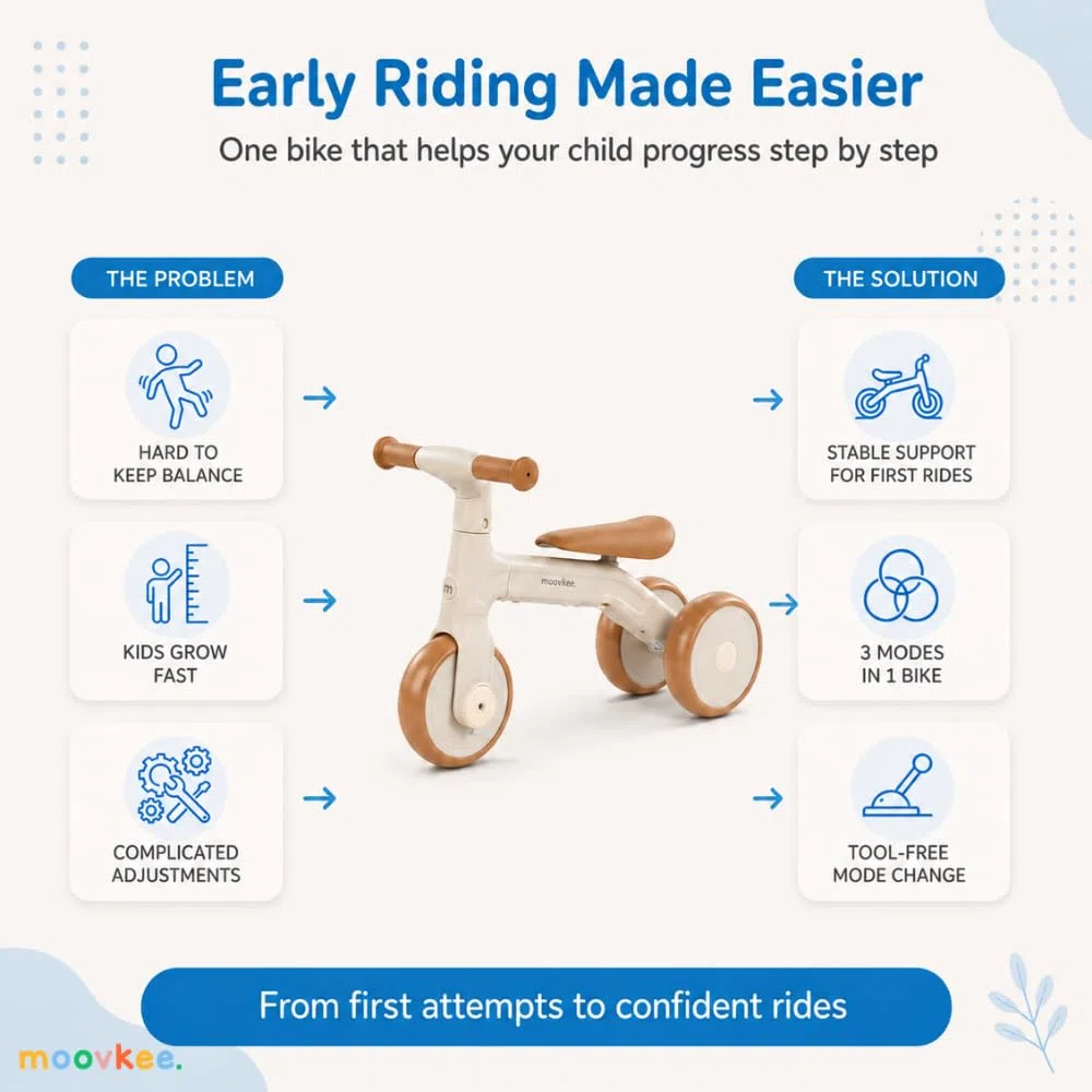 Bicicletta 3 in 1 Triciclo Todi Sand per Bambini con Pedali e Sella Regolabile