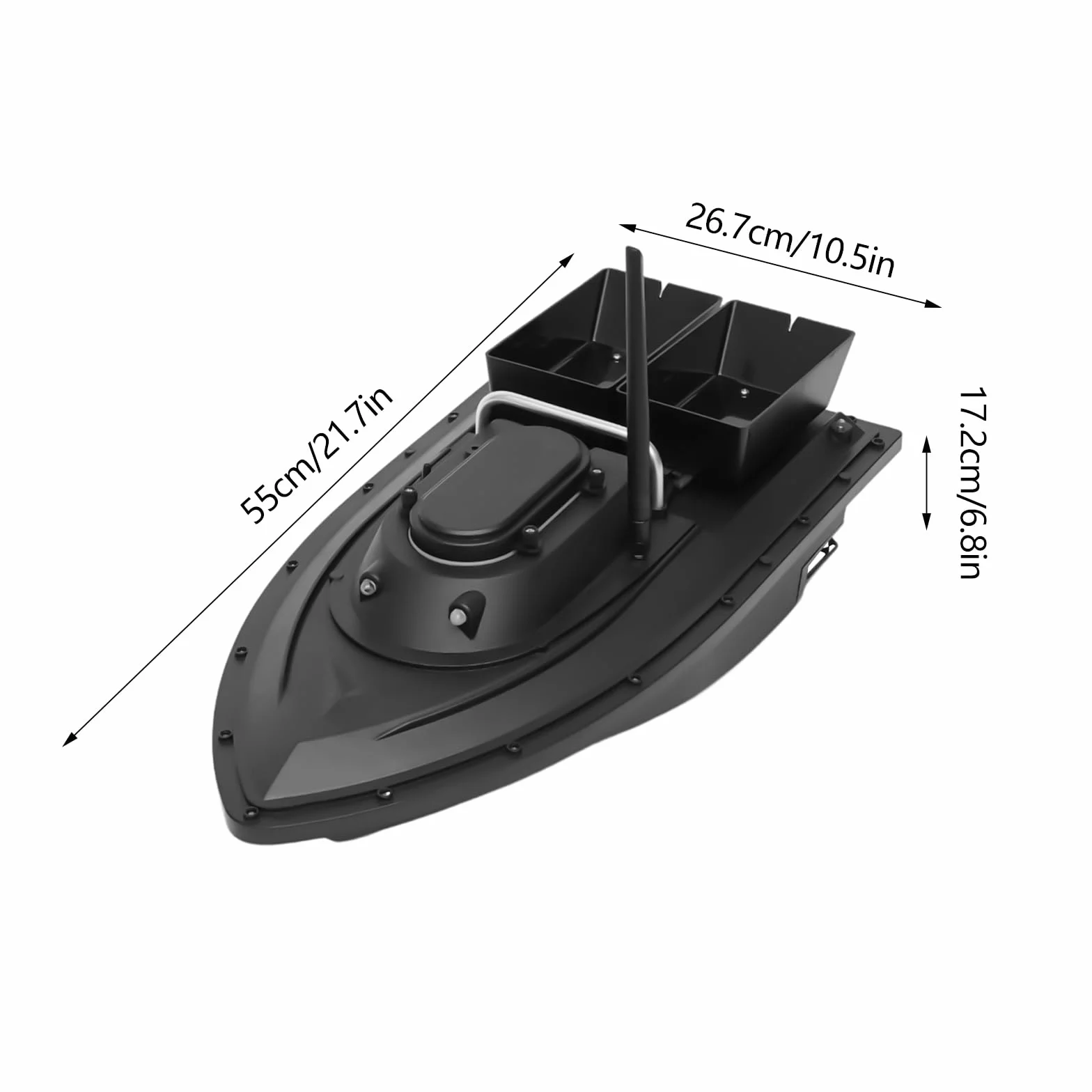 Barca per esche da 500 m, con due scatole indipendenti, da pesca, 5,4 km/h, con telecomando da 2,4 GHz, senza fili radiocomandato