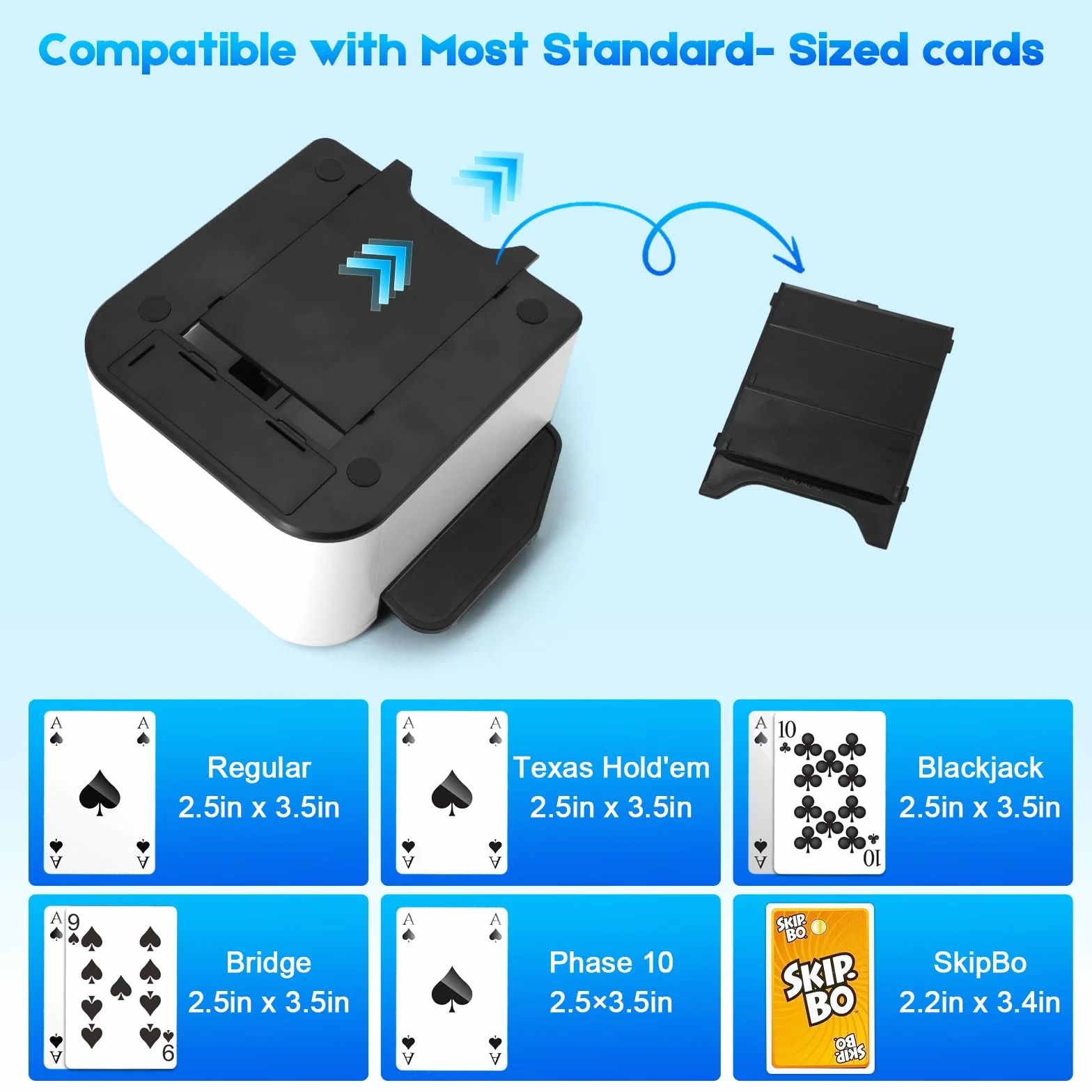Mischia Carte Automatico 2000mAh,Mescolatore Carte da Gioco Elettrico per 1-2 Mazzi, Modalità Auto e Manuale, Ricaricabile, Basso Rumore, Card Shuffler per Poker/Blackjac (YKEU-XPQ-W)