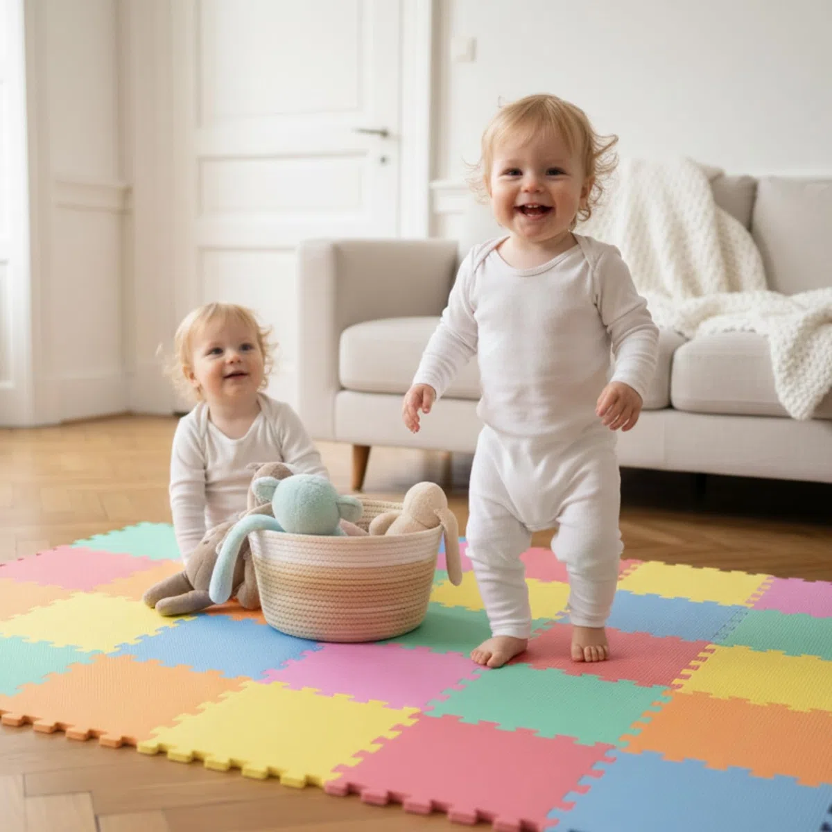 LittleTom 18 Pezzi Tappeto Gioco per Bambini Piastrelle EVA 30x30 cm Antiscivolo