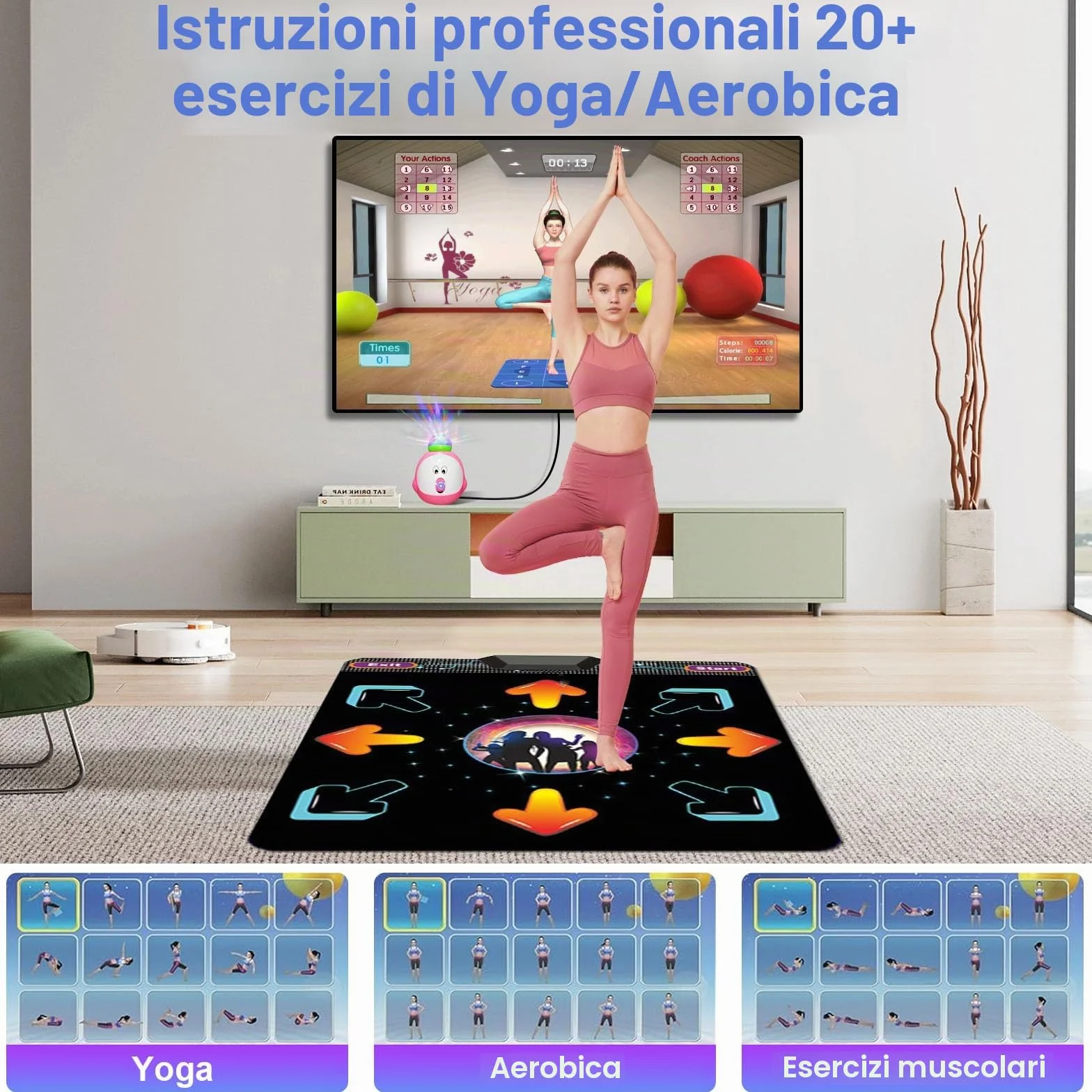 YRPRSODF Electronic Single Dance Pad,Tappetino elettronico Musicale con 100+ Giochi,200+ Canzoni,2 Controller a sensore, modalità MTV e Cartoon per Bambini di 3+ Anni