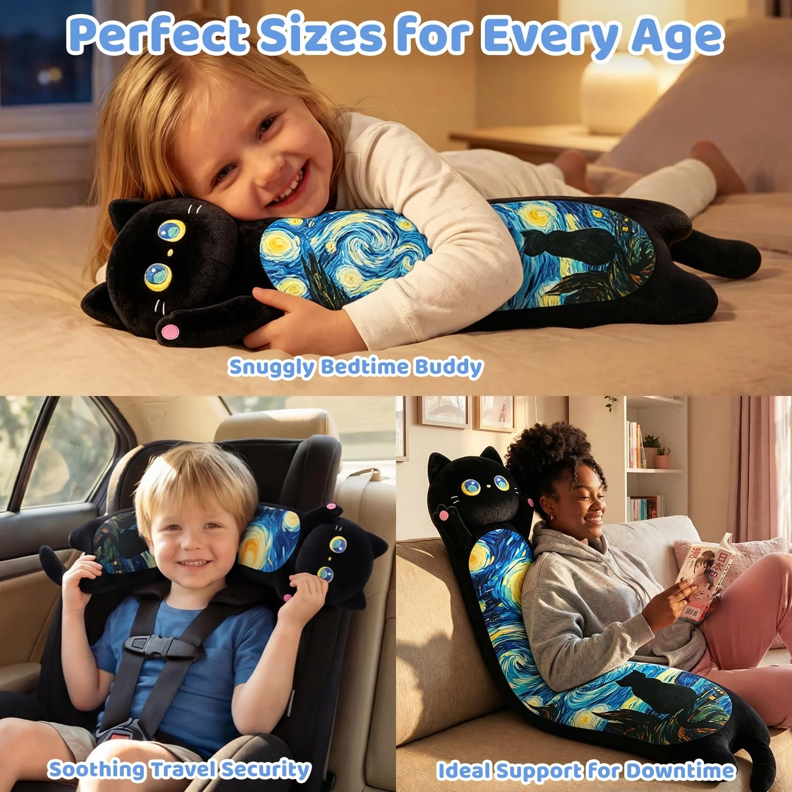 Mewaii Peluche Gatto Cuscino Lungo per Bambina 110CM Pupazzo Kawaii Giocattoli Gigante Abbraccio Morbido Cuscino Giocattolo Compleanno Regali per Lei Ragazza
