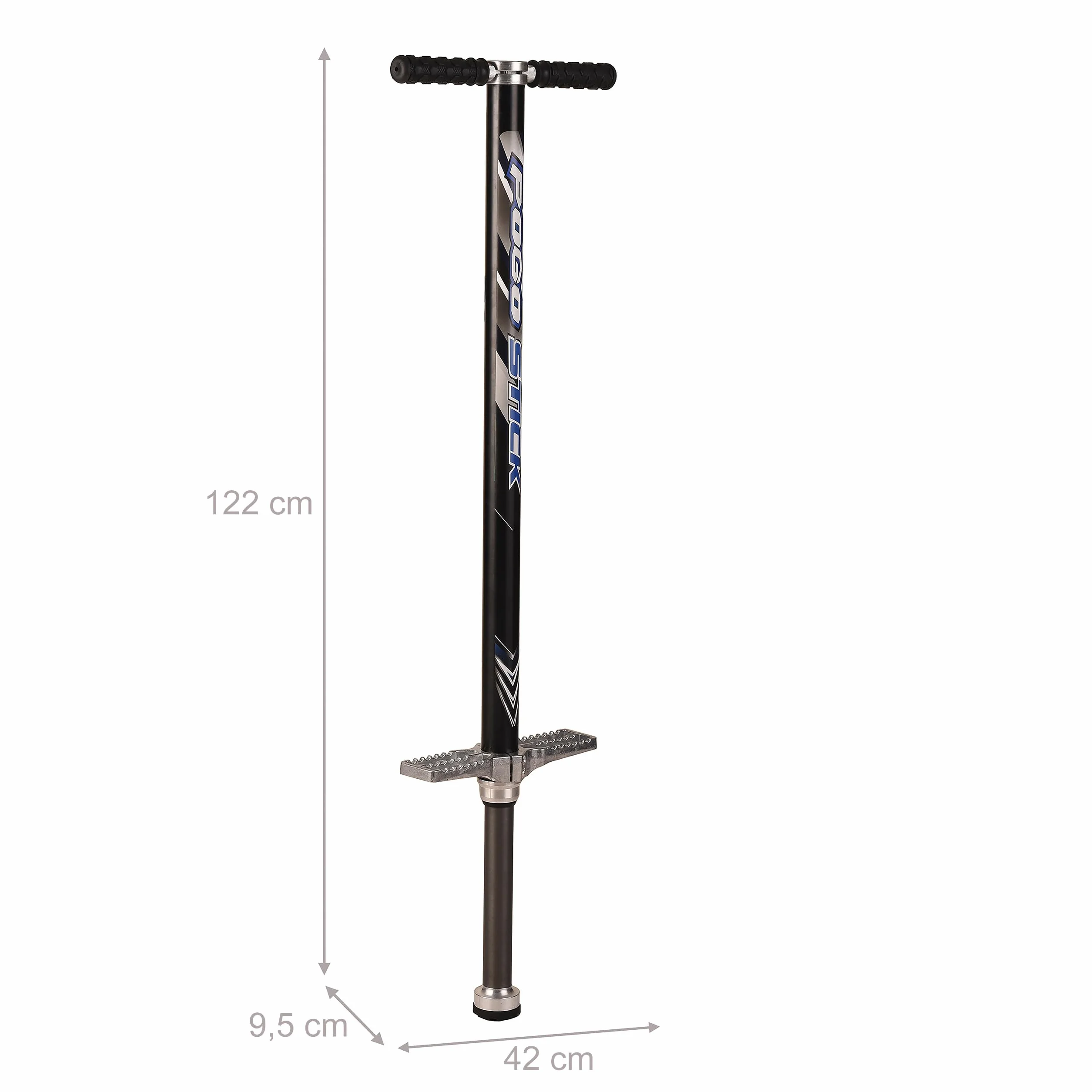 Relaxdays Pogo Stick Adulti, Bastone Elastico Fino a 110 kg, Imbottito, da Esterno, Antiscivolo, Acciaio Inox, Nero