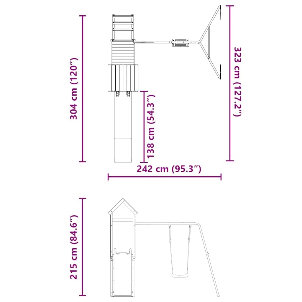 vidaXL Set da Gioco da Esterno in Legno Massello di Pino con Scivolo