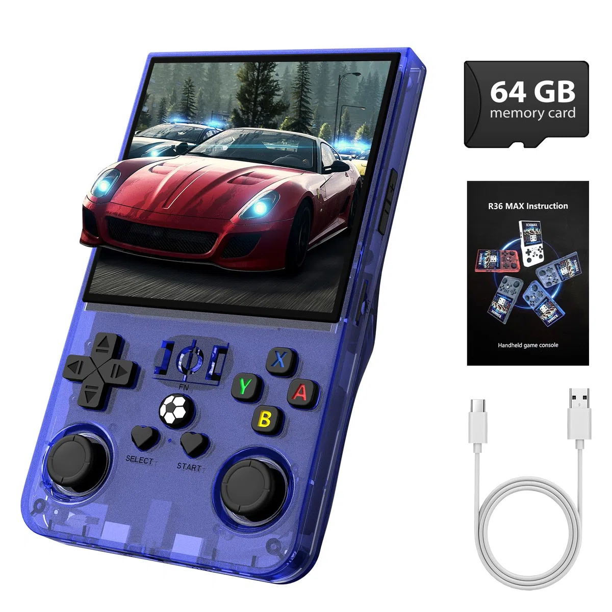 Console da Gioco Portatile Retro R36MAX, Console per Giochi Retro con Schermo IPS HD da 4,0 Pollici, Console Video con Batteria da 4000 mAh e Oltre 30 Emulatori Principali, Blu