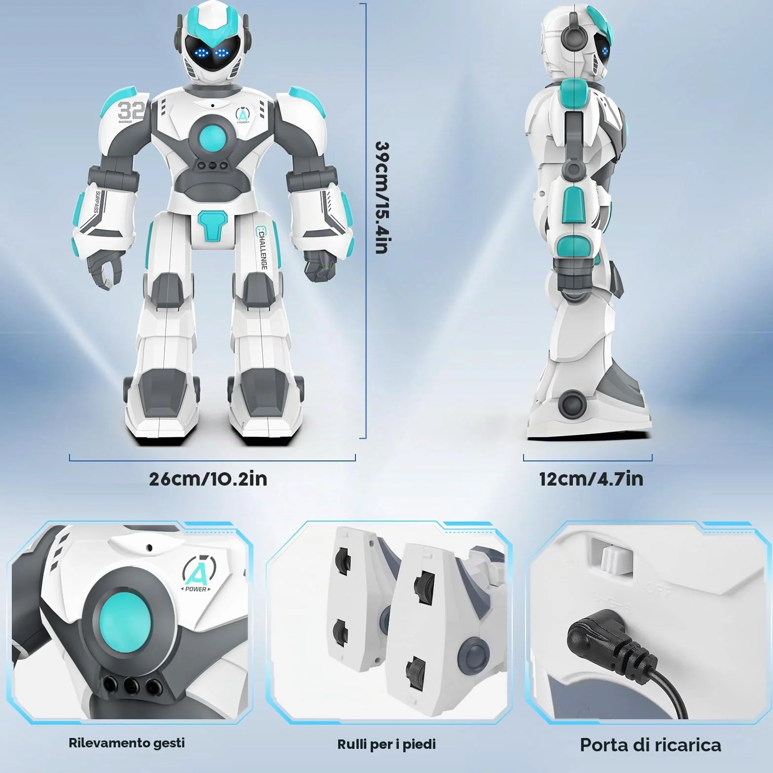 VATOS Robot Telecomandato Programmabile per Bambini, 40CM, Rilevamento di Gesti e Controllo Vocale, Intelligente e Ricaricabile per Bambini 3 4 5 6 8+