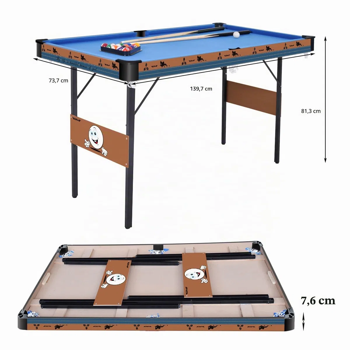 Oye - Tavolo da gioco combinato 3 in 1 da 55 pollici, pieghevole, in legno ingegnerizzato, per biliardo, hockey, ping pong