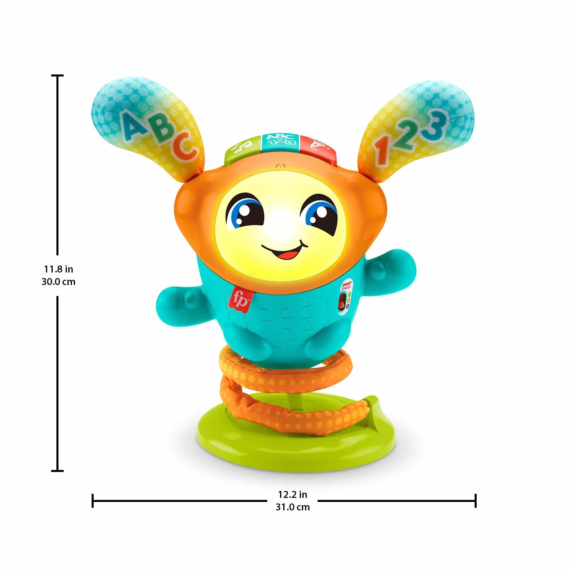 Fisher-Price - DJ Nino Salterino, edizione ITALIANO,SP, PORT, giocattolo musicale interattivo ed educativo con luci e azione saltellante, Giocattolo per Bambini 9-36 Mesi, HJP91