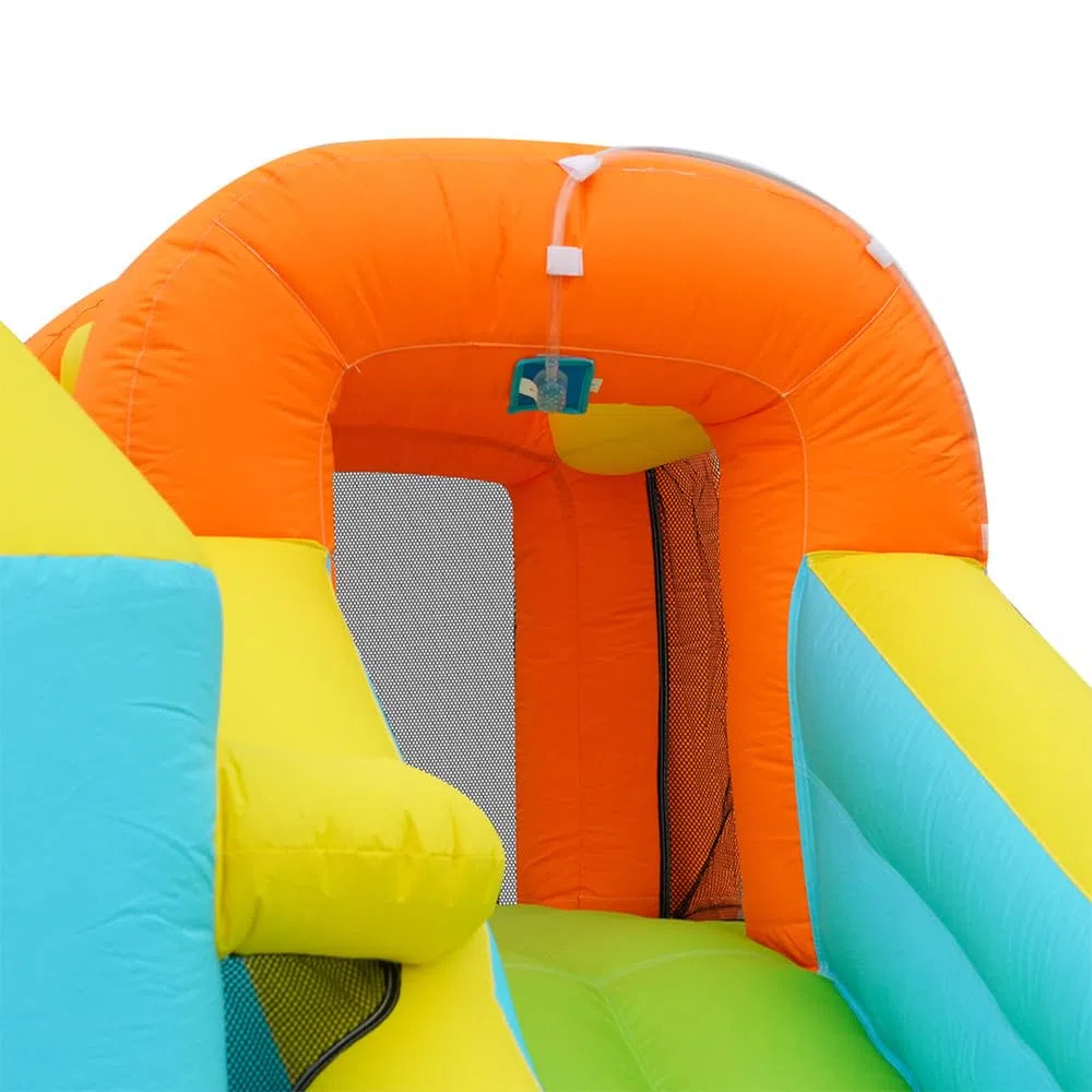 Hüpfburg, Parco acquatico con acquascivolo e piscina, gonfiabile, per giardino all'aperto, parco giochi acquatici con ventilatore, grande giocattolo gonfiabile per bambini (430 x 390 x 210 cm)