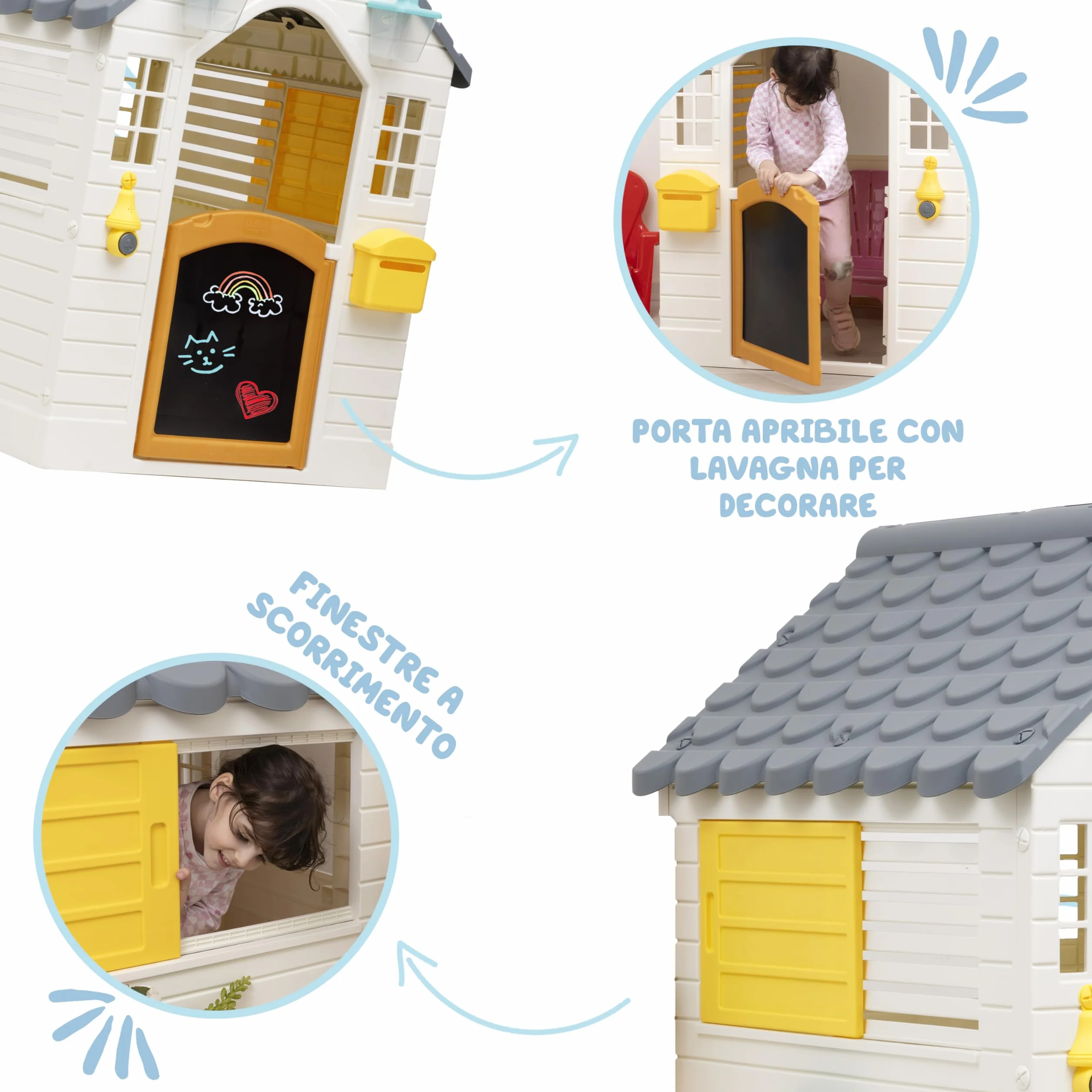Baroni Toys Casetta da Giardino per Bambini con Staccionata, Plastica, 140x108x127 cm