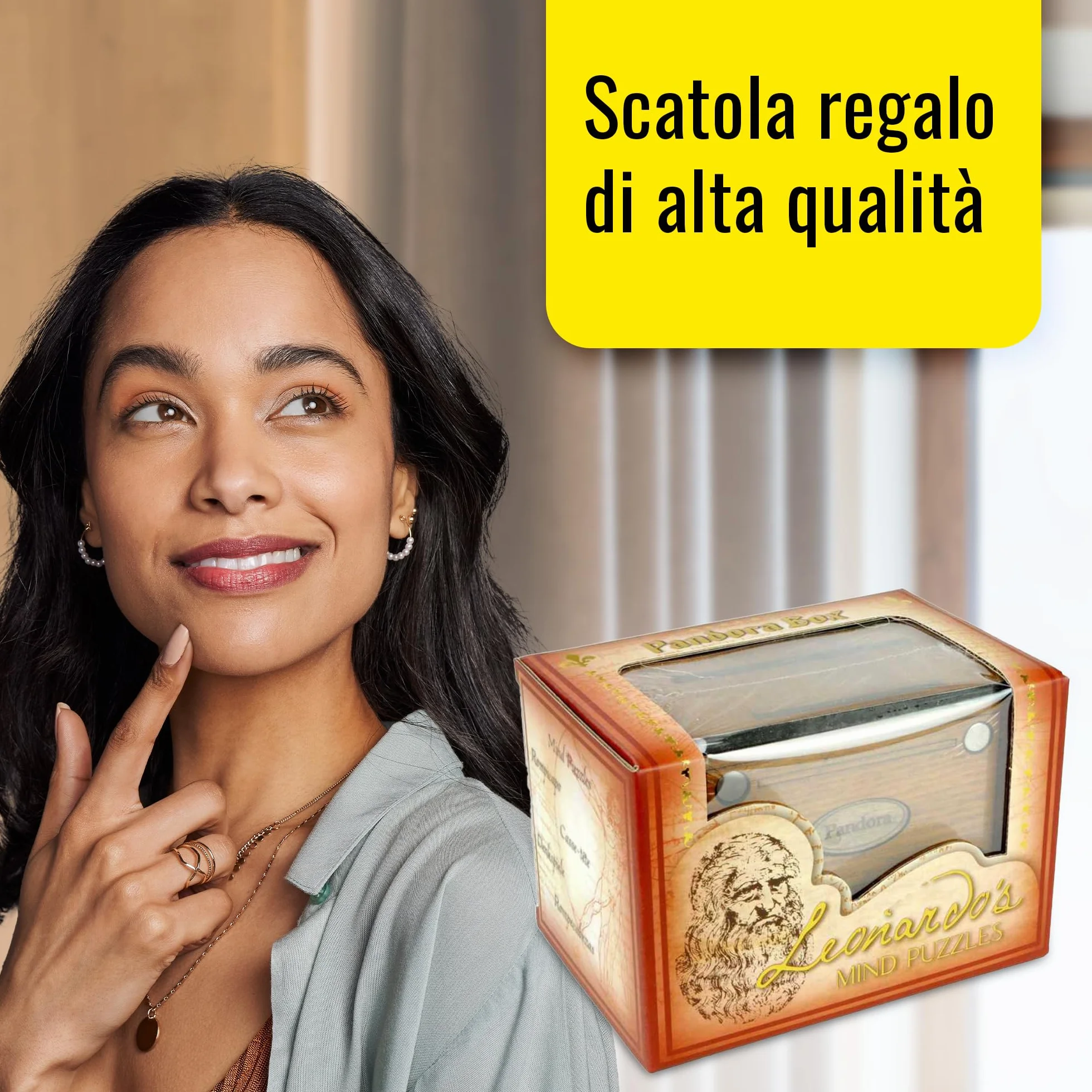 Logica Giochi - Pandora Box - Lo Scrigno Segreto - Puzzle in legno - Cofanetto segreto - Difficoltà 5/6 Incredibile - Collezione Leonardo