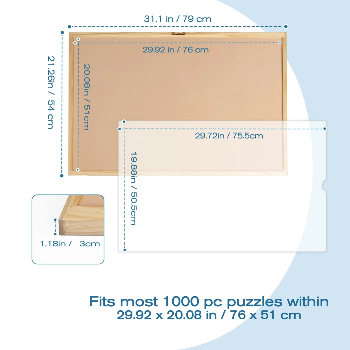 Becko US Tavola di puzzle regolabile in legno con una copertura puzzle cavalletto per puzzle fino a 1000 pezzi