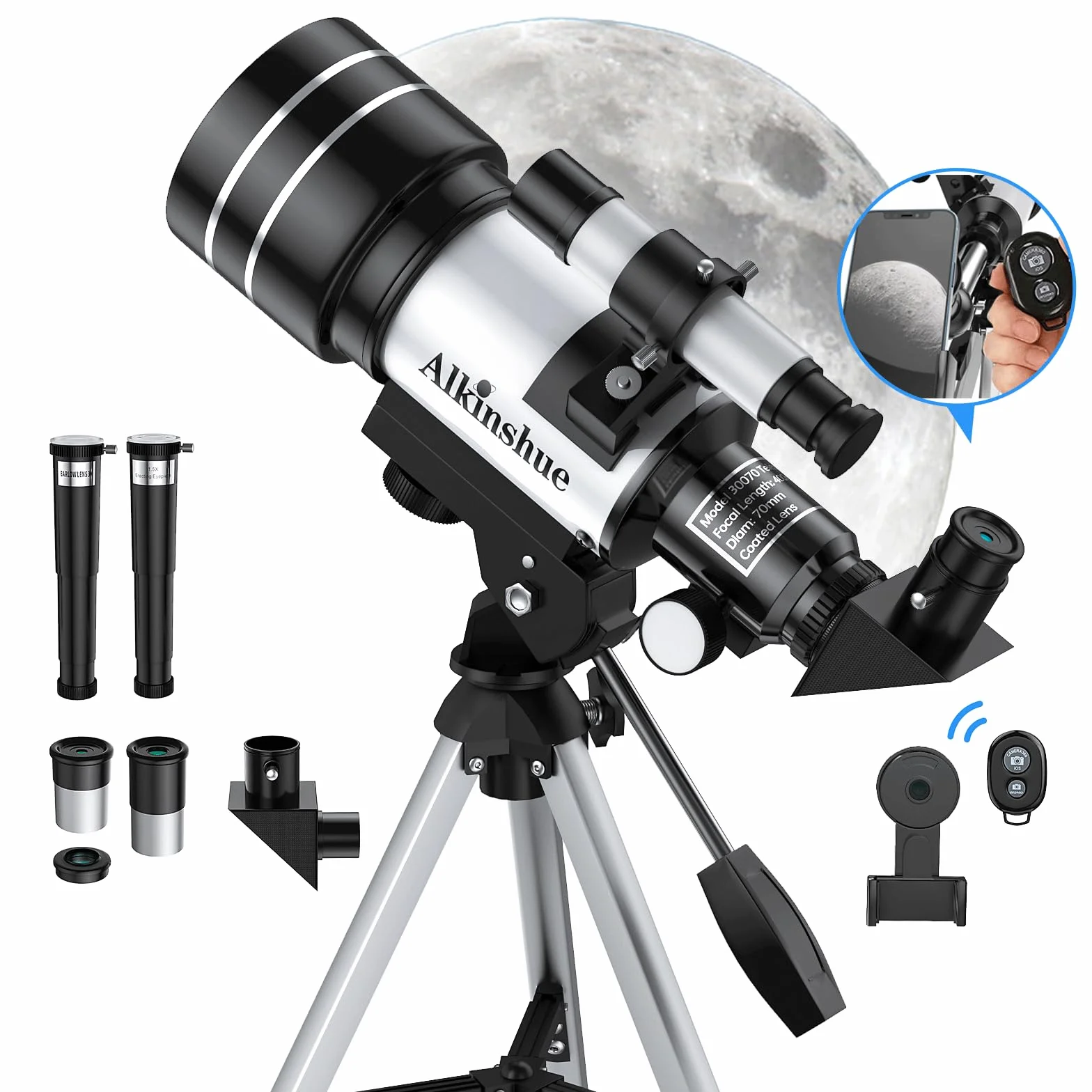 Telescopio per Bambini Principianti, 70 mm, Apertura 400 mm, Telescopi Rifrattori per Principianti di Astronomia, Telescopio da viaggio Portatile, Regali per Appassionati di Astronomia