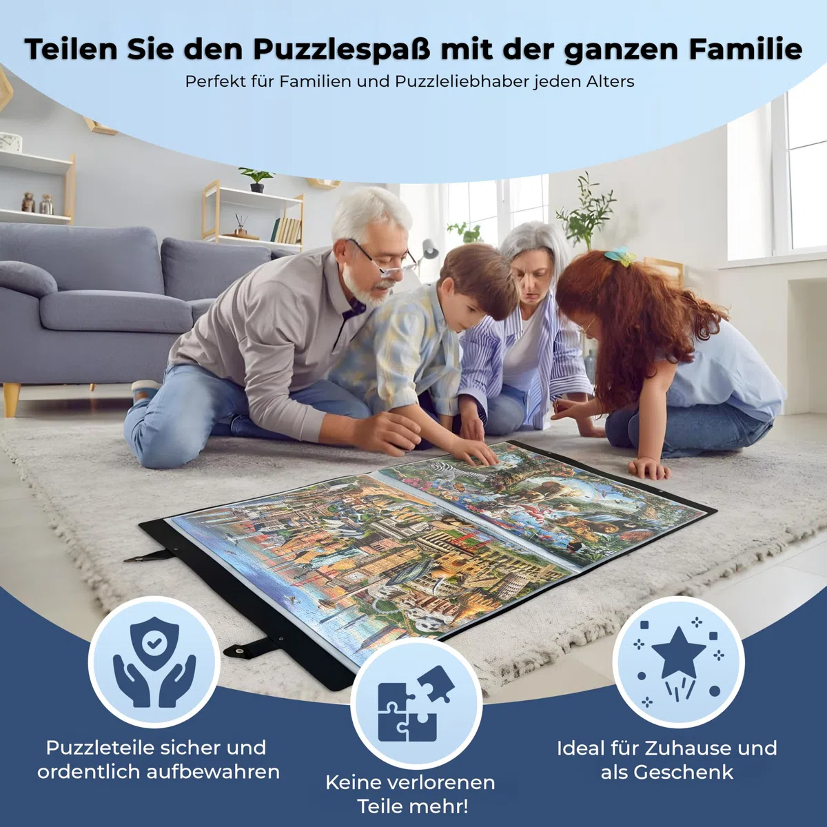 Cartella puzzle [inclusa pellicola puzzle] per puzzle fino a 1000 pezzi – l'accessorio perfetto per riporre i puzzle – Organizer per fino a 40 puzzle – Cartellina puzzle 1000 pezzi