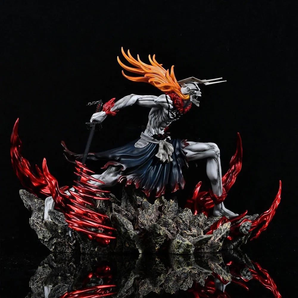 Figura di Ichigo Kurosaki Horned Ichigo Action Figure Anime Hollow Ichigo Figure con Base Modello, Posizione da Combattente Scultura con Base Articoli da Collezione Decorazione Regalo 23CM