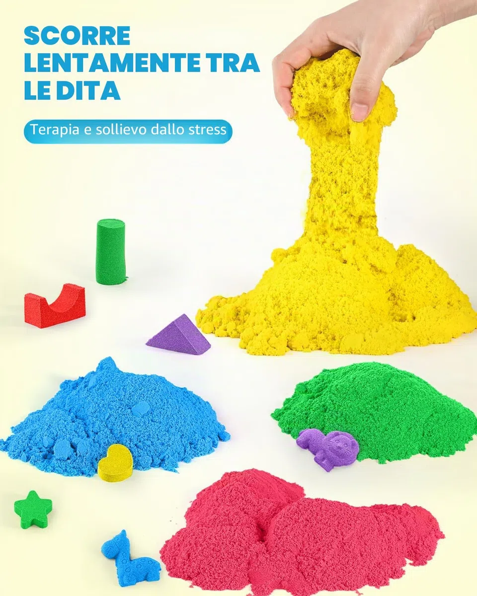 Sabbia Magica per Bambini 5000g 6 Colori Set con Coperchio