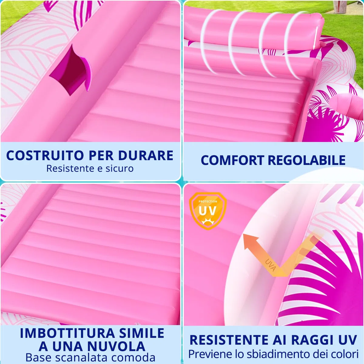 BuzzoXerex Materassino Gonfiabile Piscina Doppio Grande Adulti con Poggiatesta e Portabibite