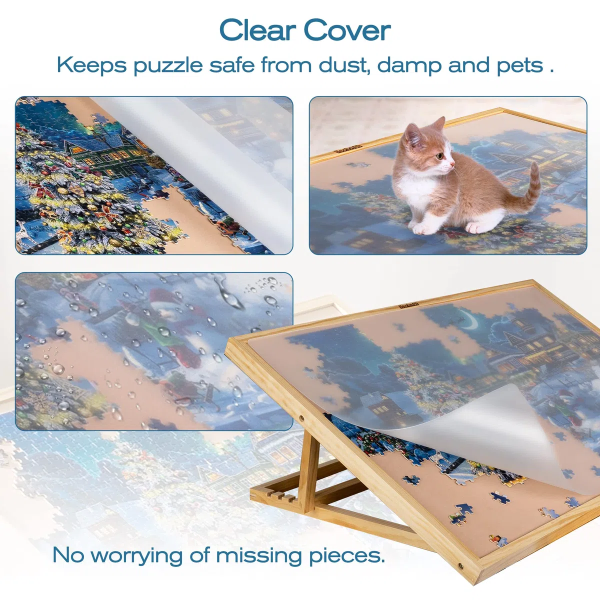 Becko US Tavola di puzzle regolabile in legno con una copertura puzzle cavalletto per puzzle fino a 1000 pezzi