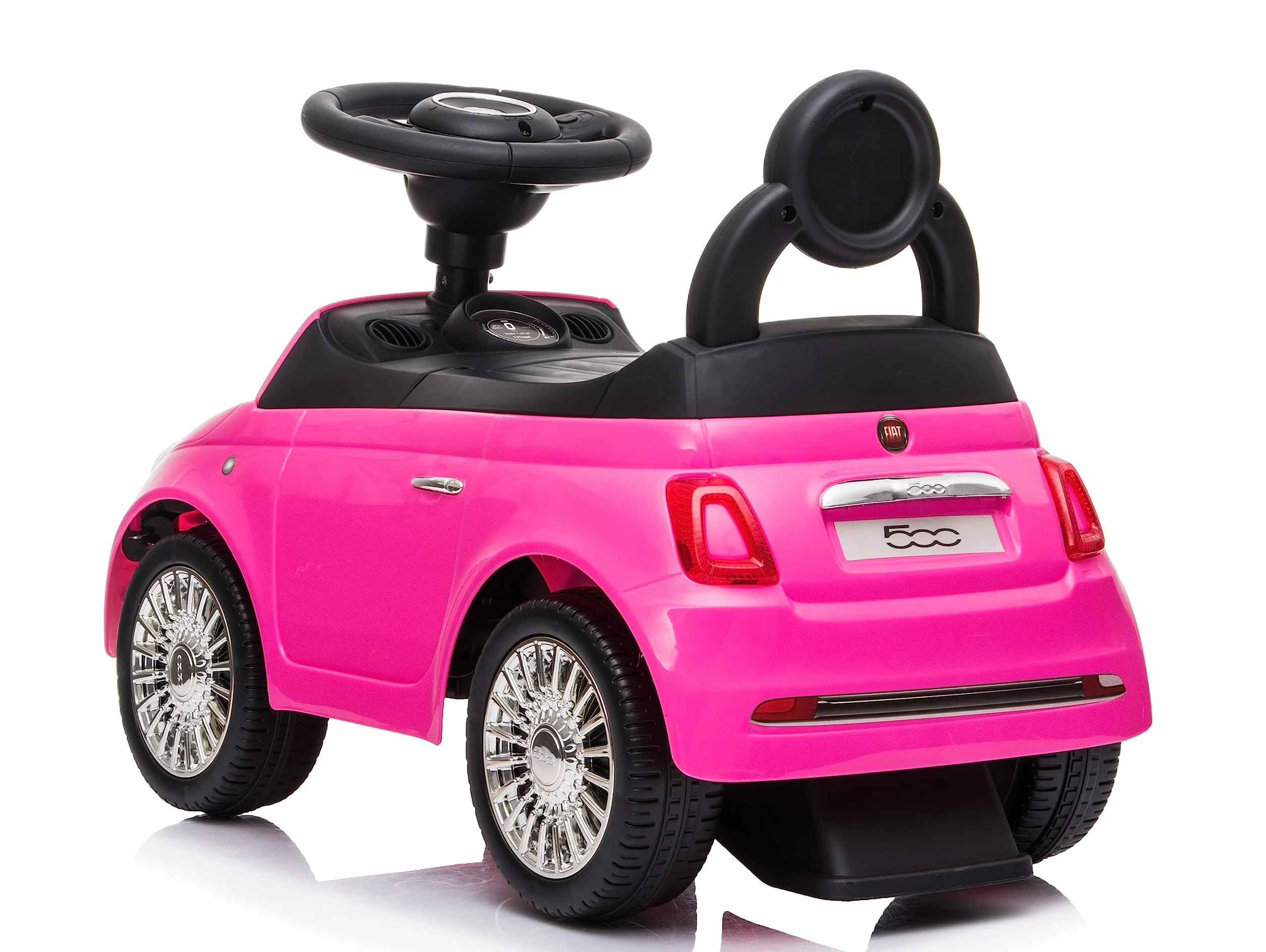Primi Passi Macchinina Cavalcabile Fiat 500 per Bambini da 12 a 36 Mesi con Suoni e Clacson Sistema Antiribaltamento Vano Portaoggetti Schienale Gioco per Imparare a Camminare (Rosa)