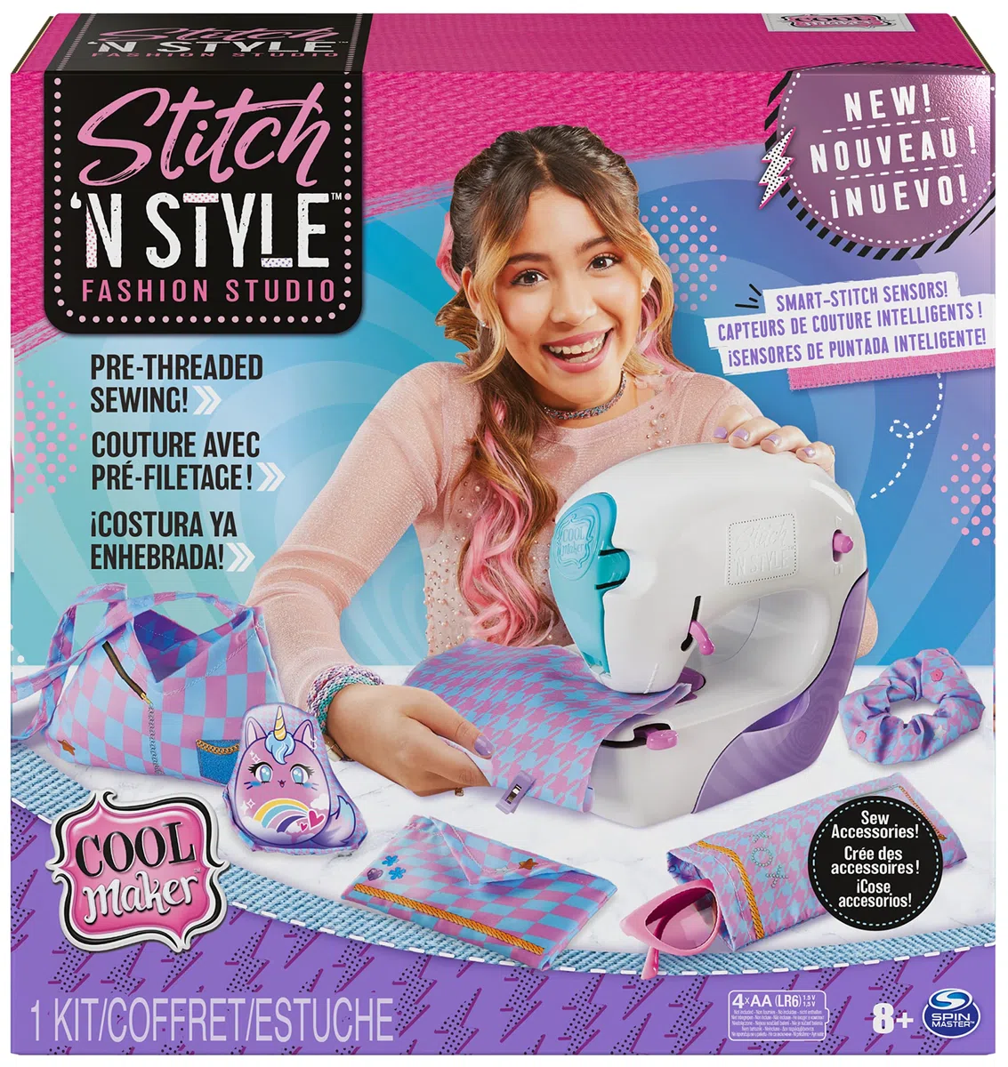 Cool Maker Stitch 'N Style Fashion Studio , Macchina da Cucire per bambini e bambine , Filo da cucire pre-inserito, tessuto e stampe ad acqua , Giochi creativi per bambini e bambine dagli 8 anni