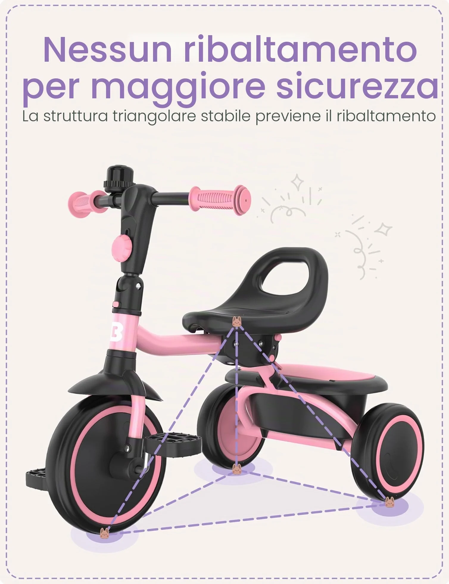 besrey Tricicli per bambini dai 24 mesi ai 5 anni, triciclo per bambini da 2 a 5 anni, triciclo per bambini, regalo e giocattoli per ragazzi e ragazze, tricicli per bambini